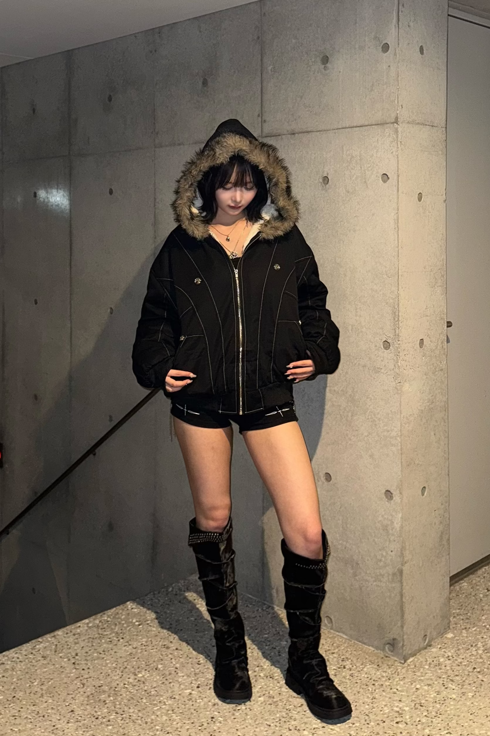 line stitch fur down jacket ZC30064