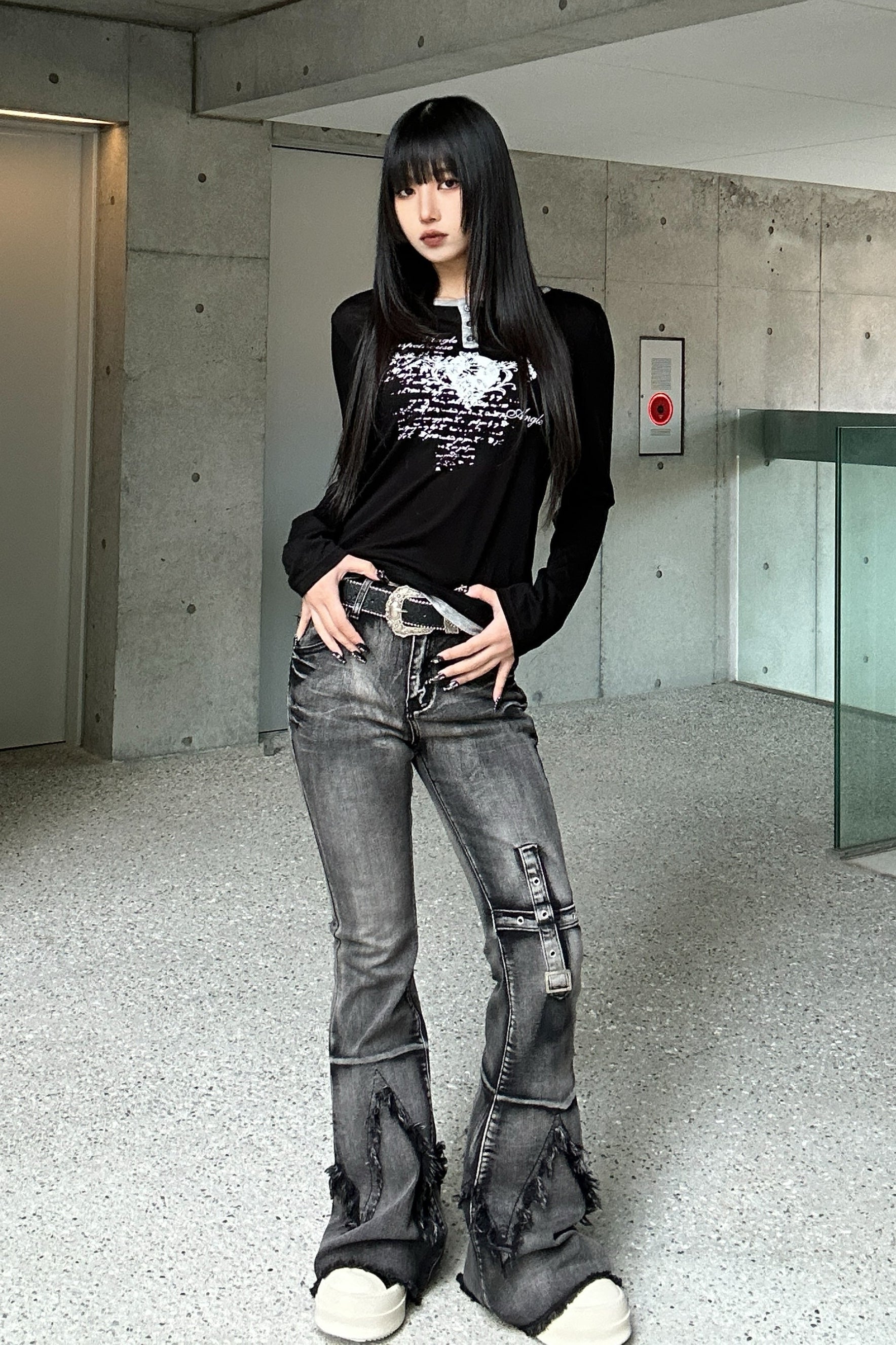 heart print long t-shirt ZC20778