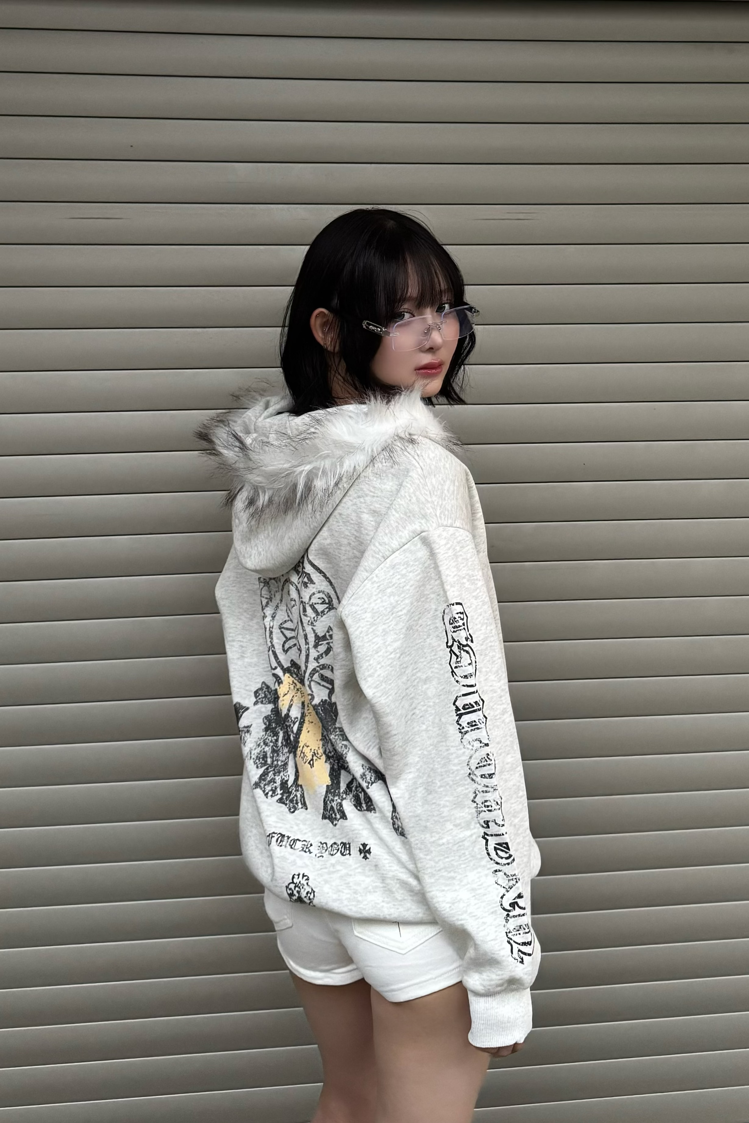 cross design fur zip ZC21033