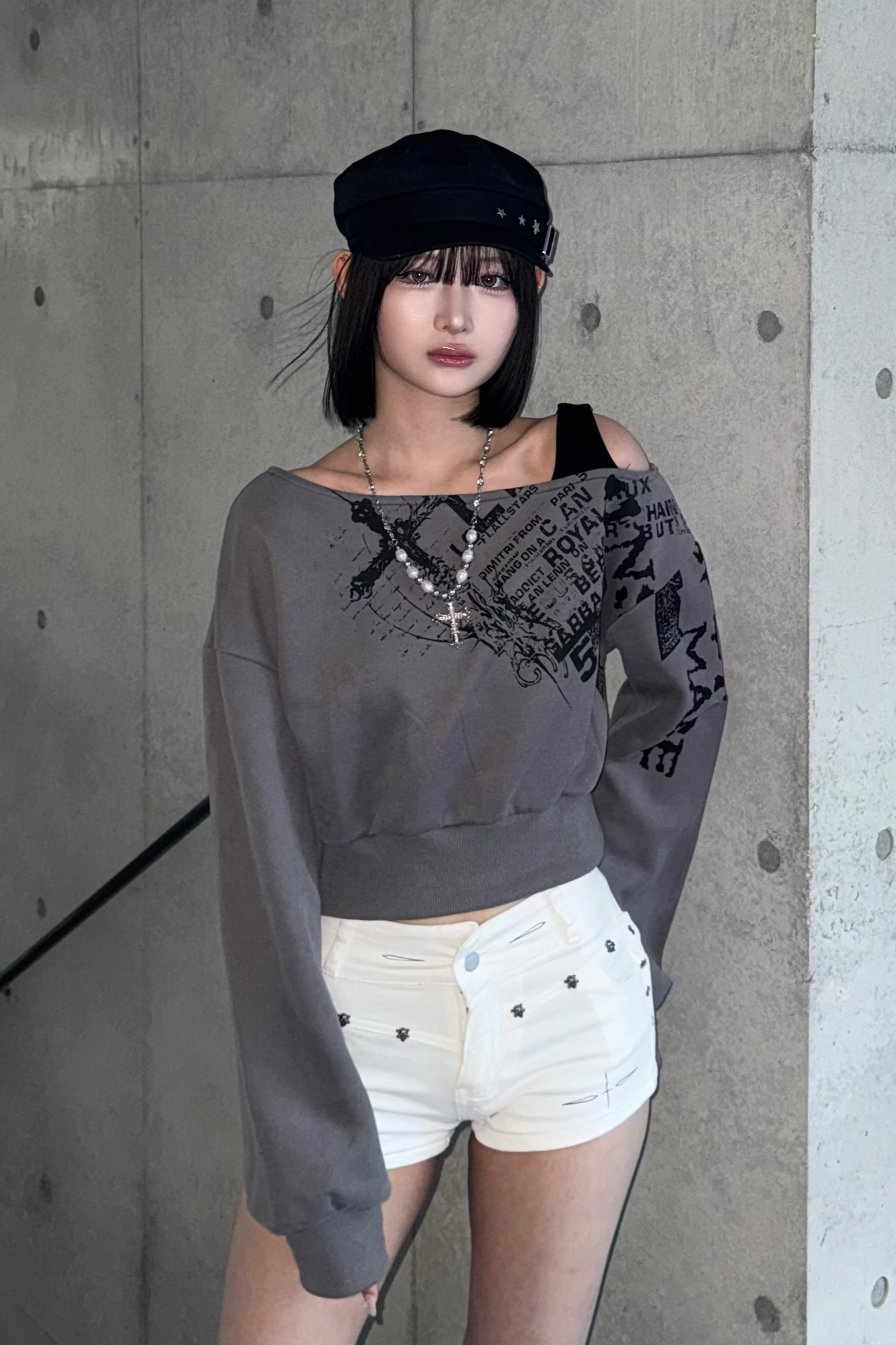 ink stain croped tops ZC21034
