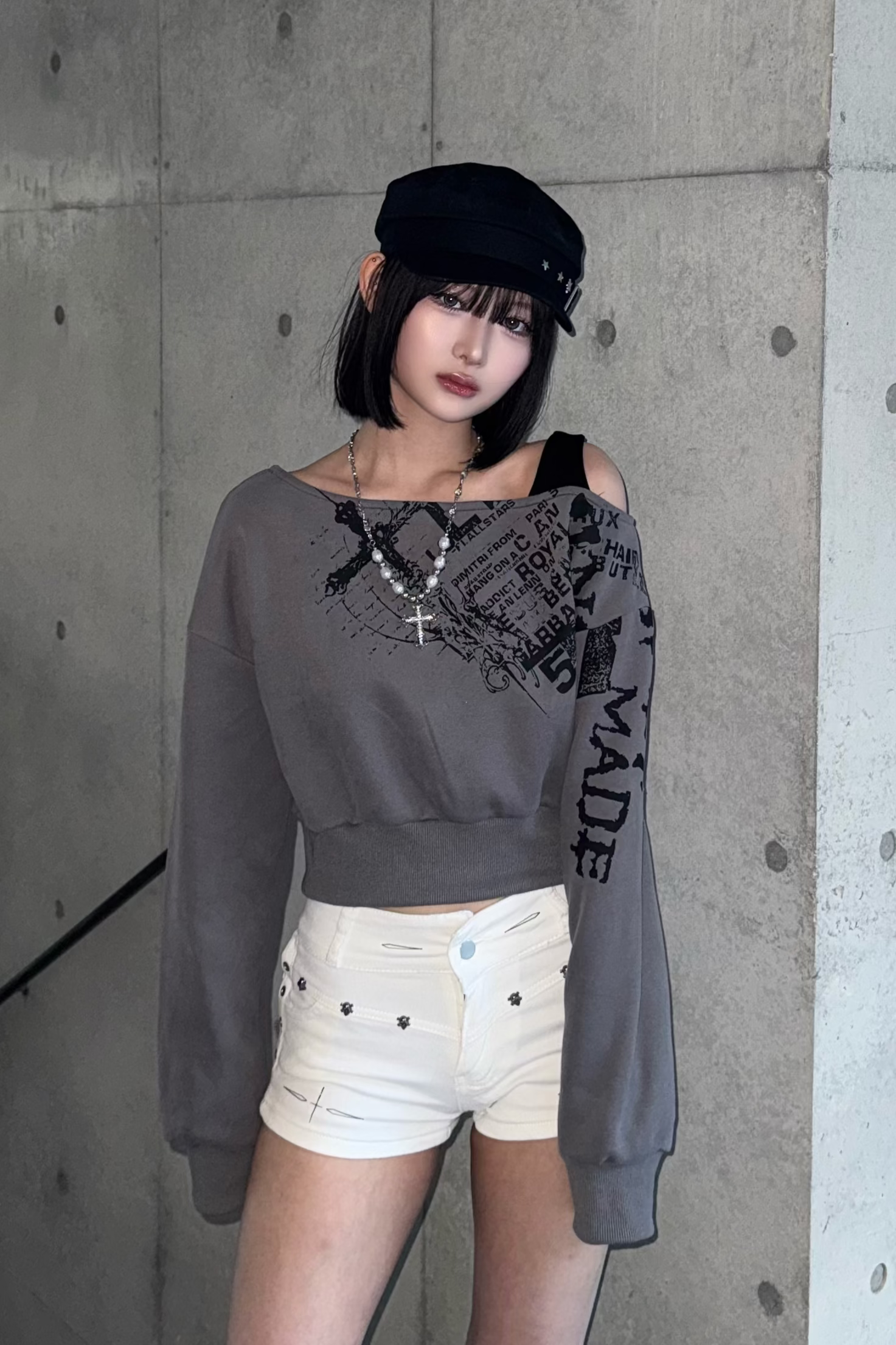 ink stain croped tops ZC21034