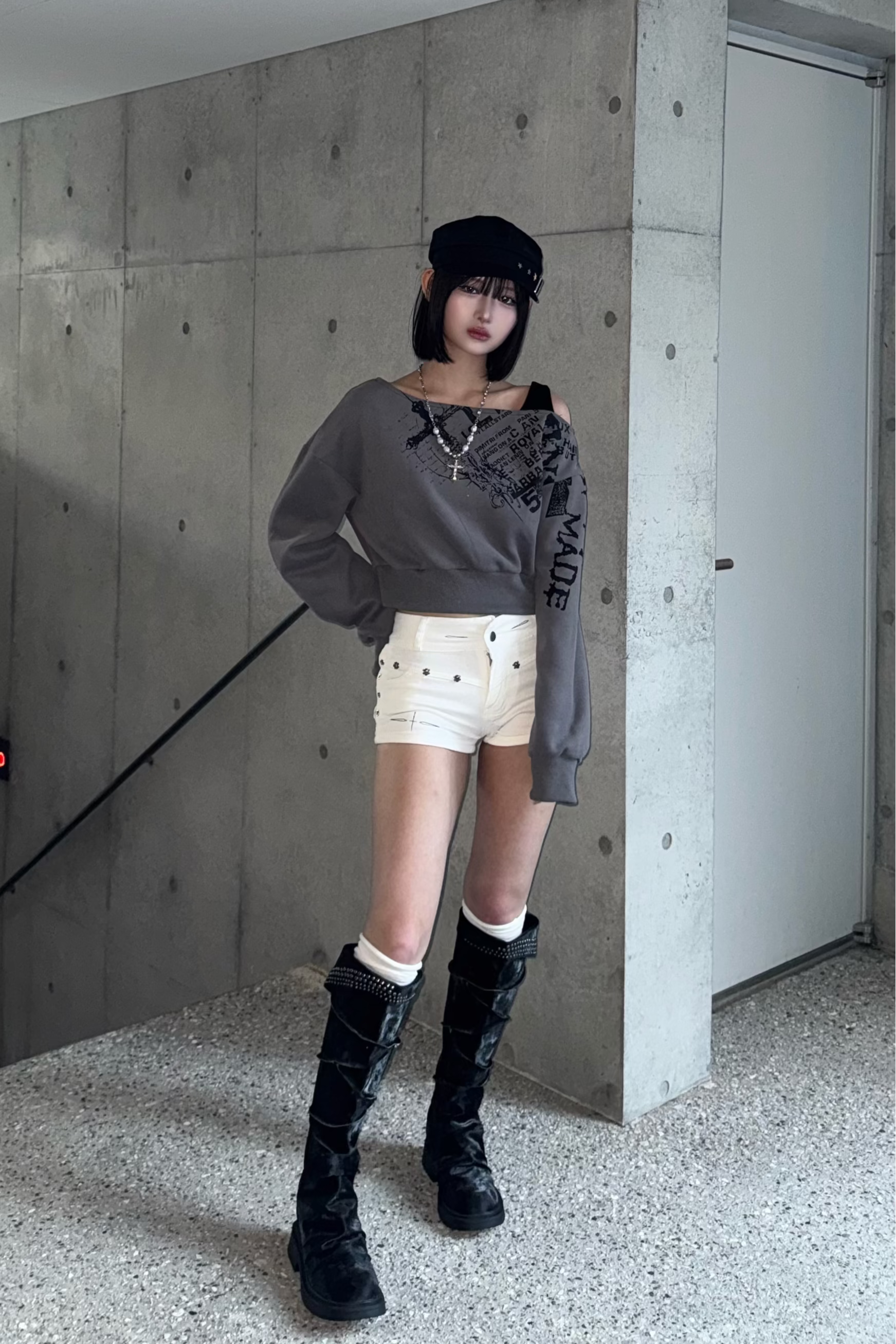 ink stain croped tops ZC21034