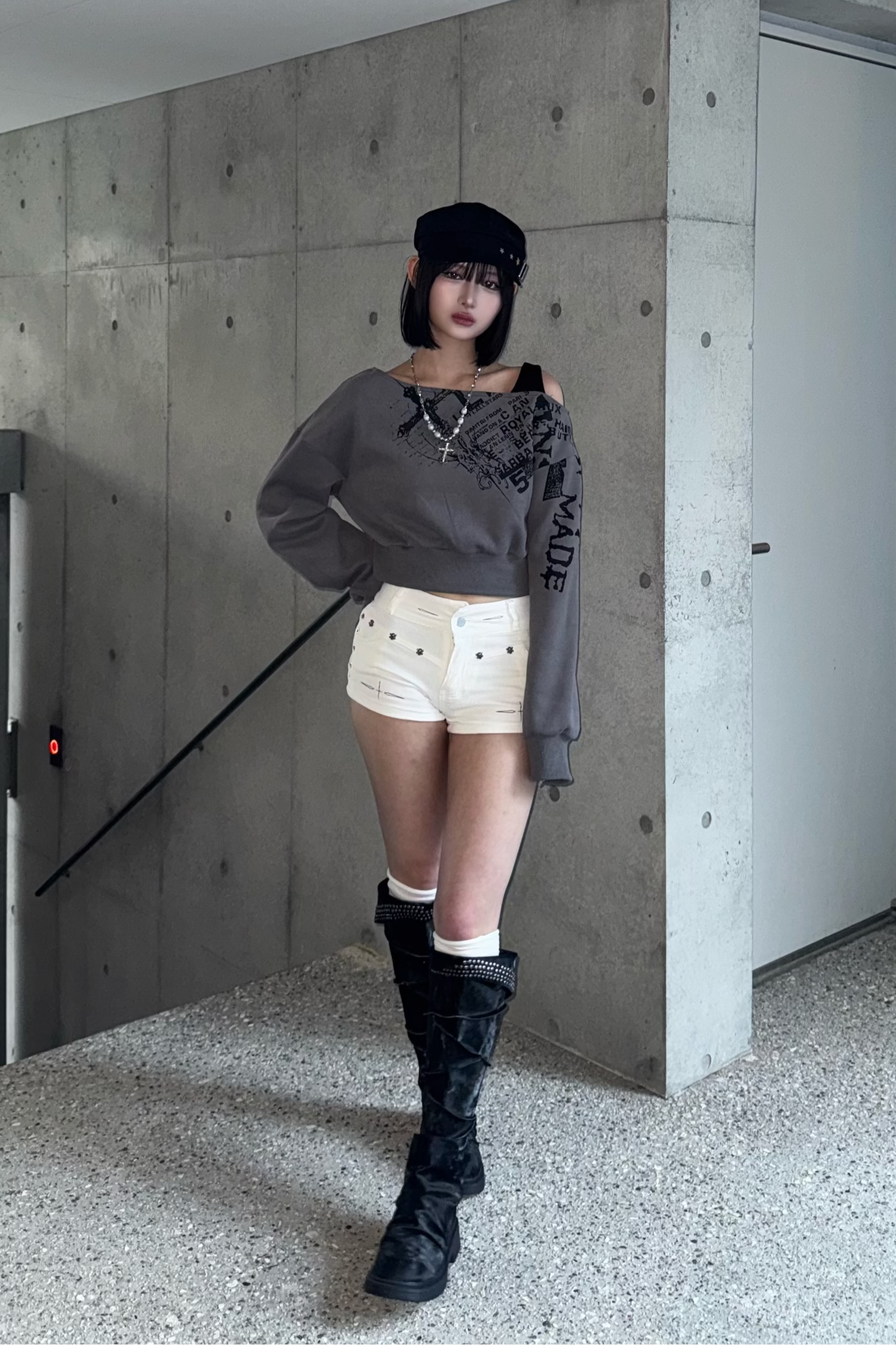 ink stain croped tops ZC21034