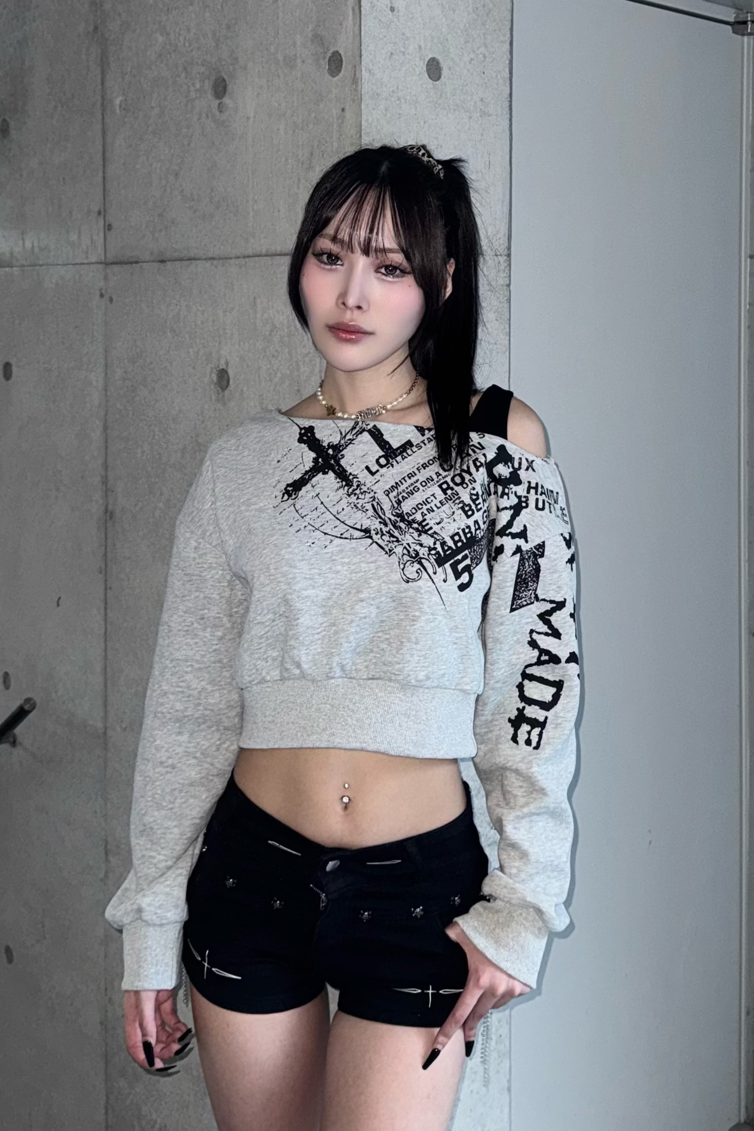 ink stain croped tops ZC21034