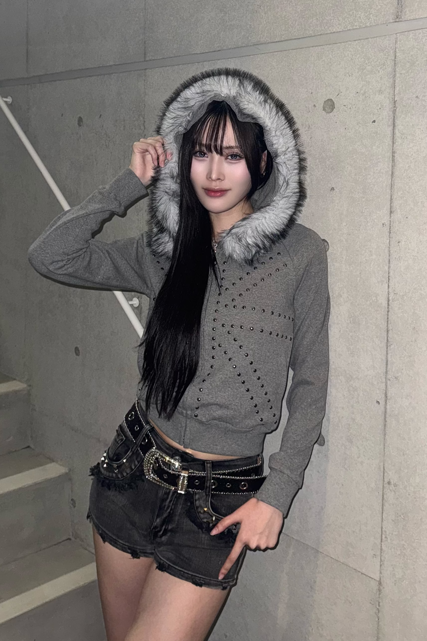 brit stud fur hoodie ZC21027