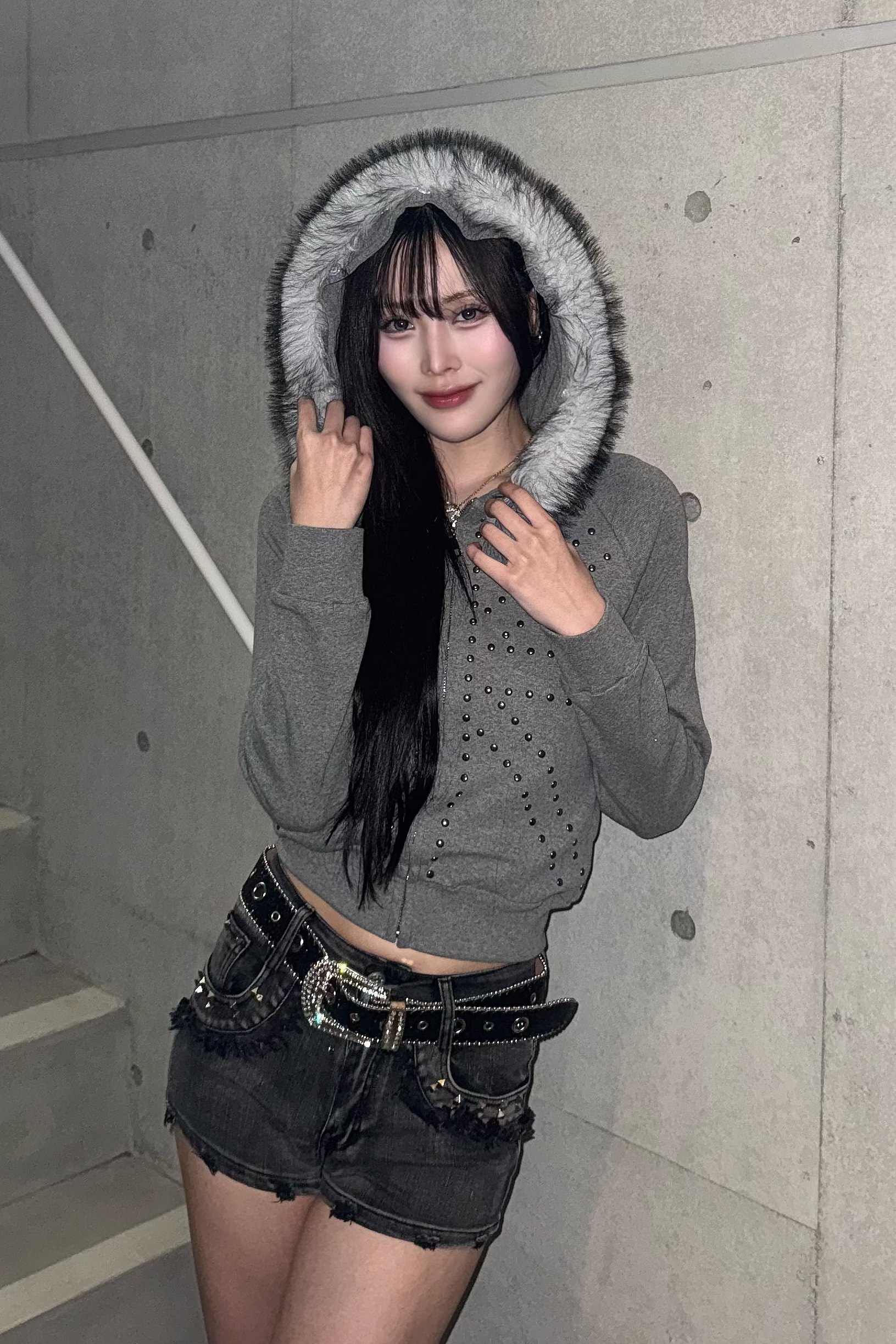 brit stud fur hoodie ZC21027