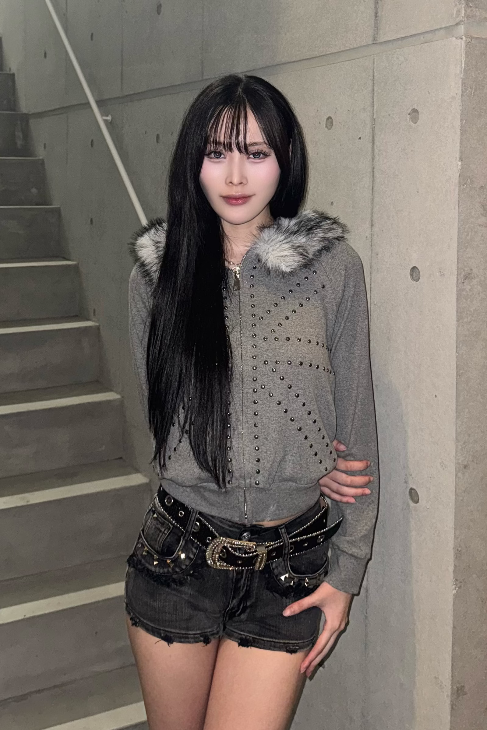 brit stud fur hoodie ZC21027