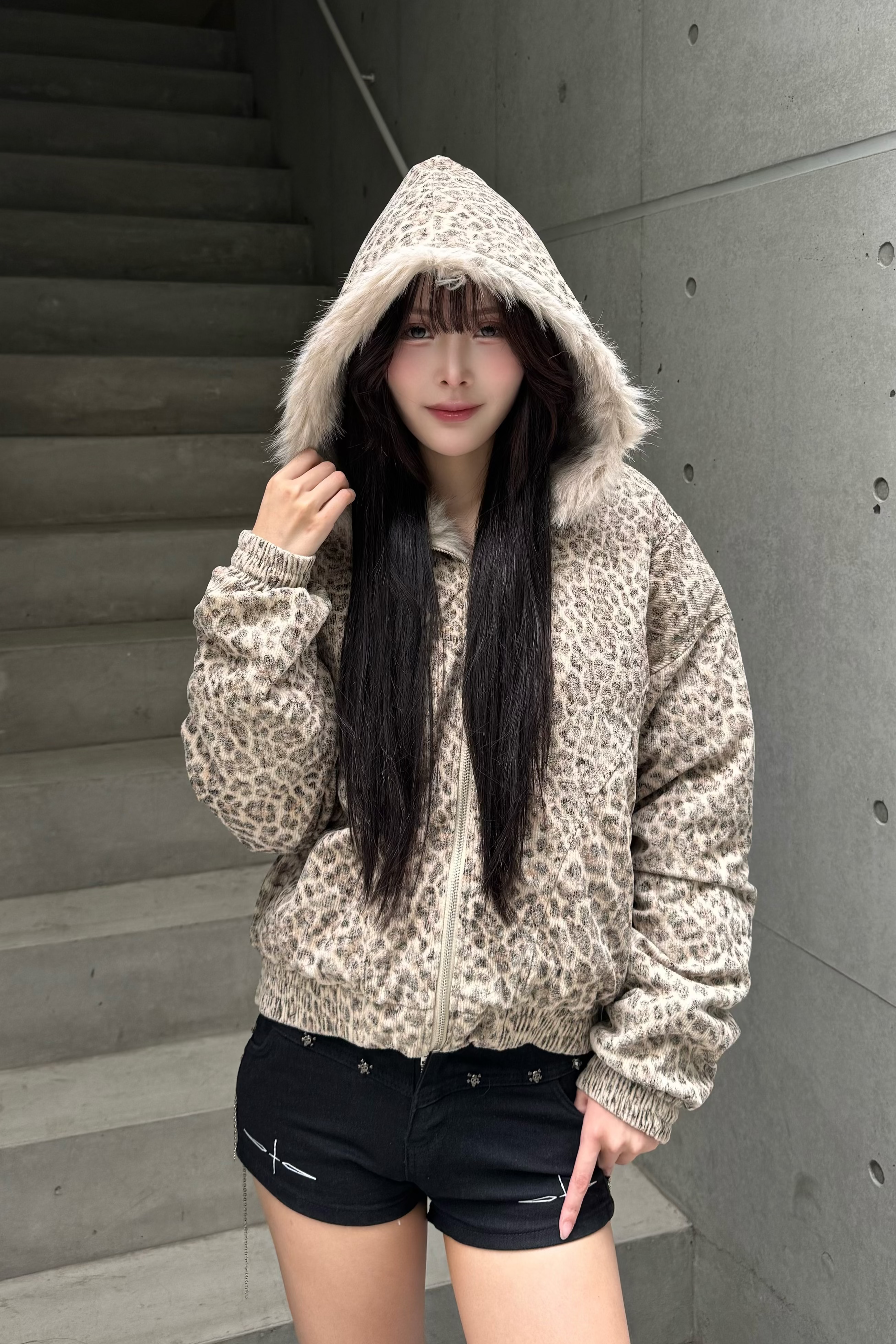 wild leopard fur jacket ZC30086