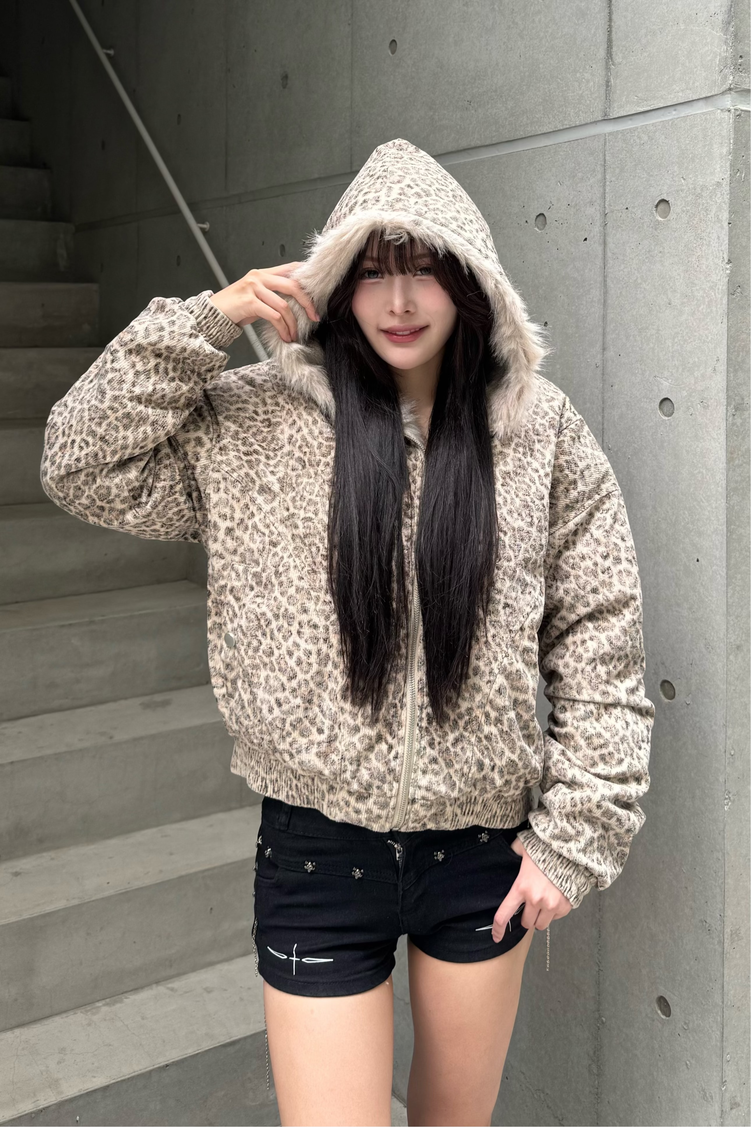 wild leopard fur jacket ZC30086