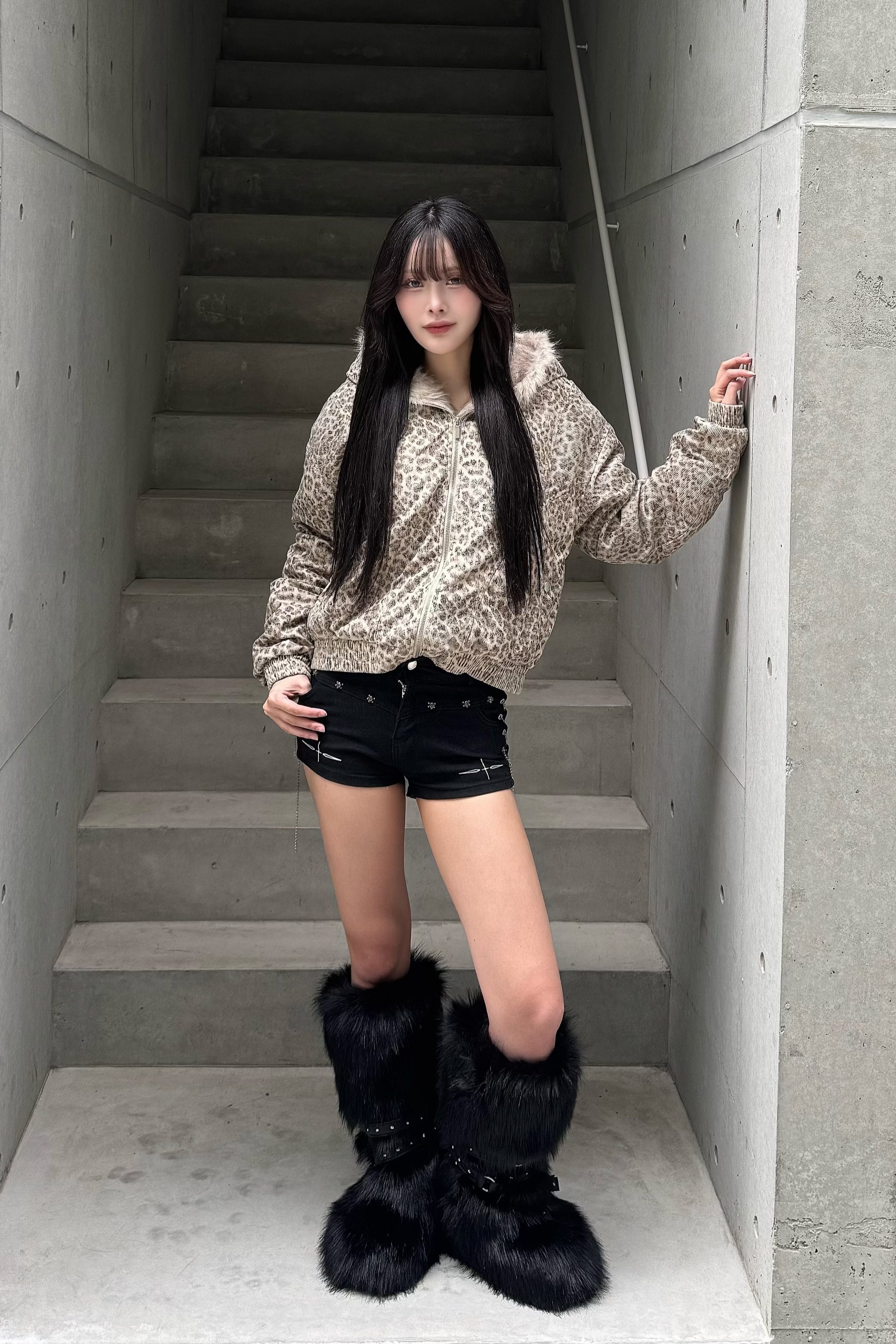 wild leopard fur jacket ZC30086