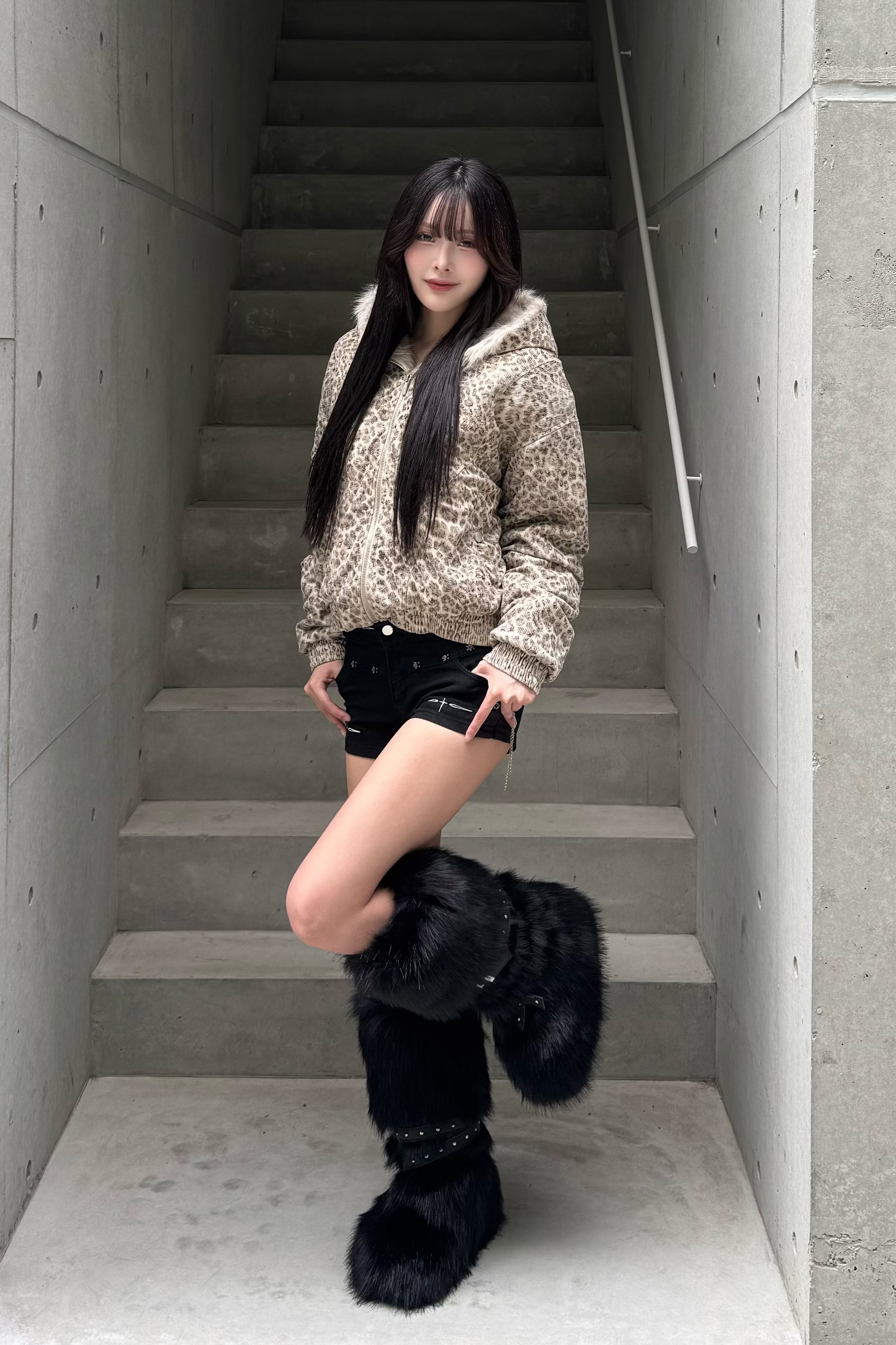 wild leopard fur jacket ZC30086