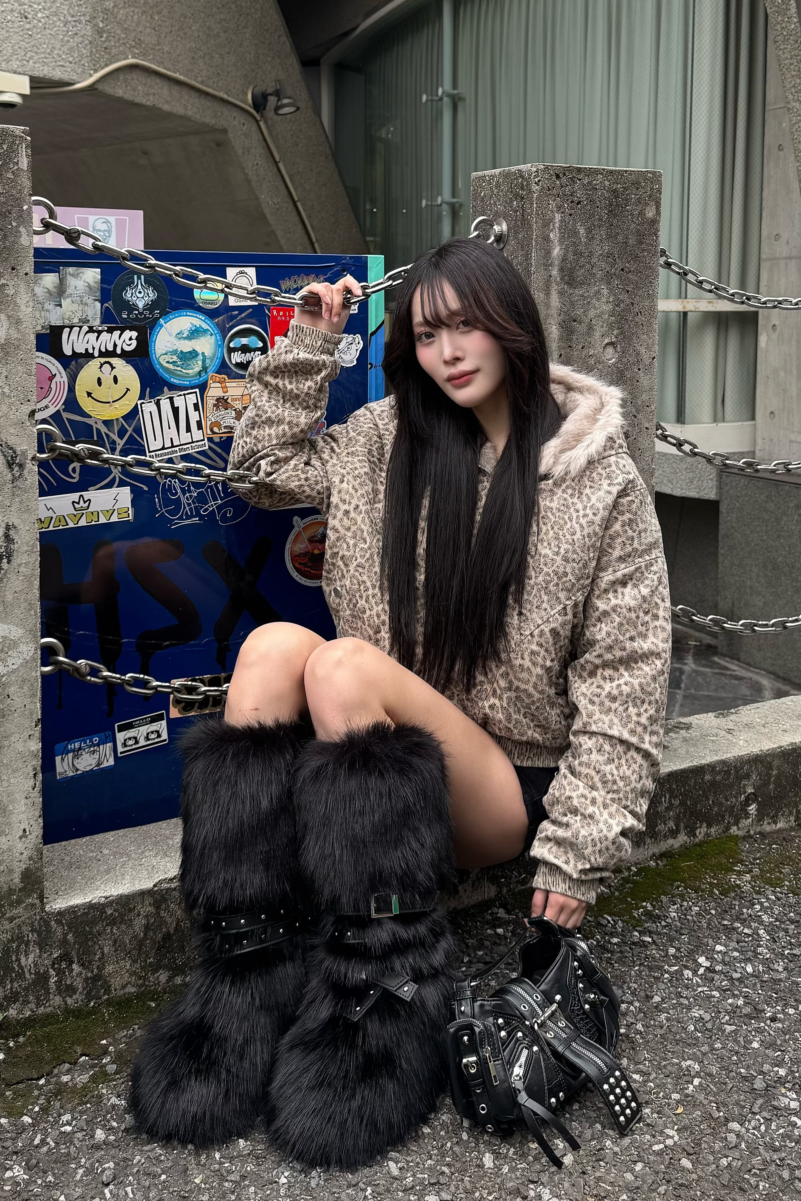 wild leopard fur jacket ZC30086