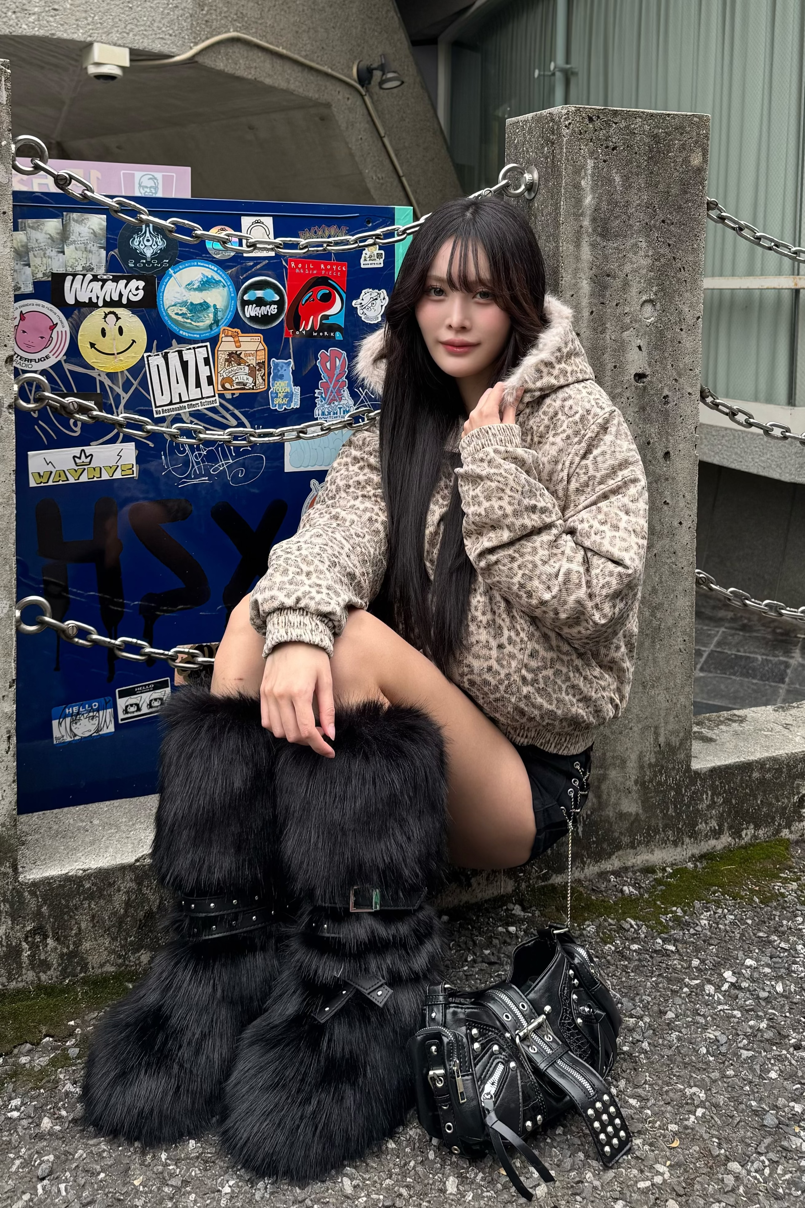 wild leopard fur jacket ZC30086