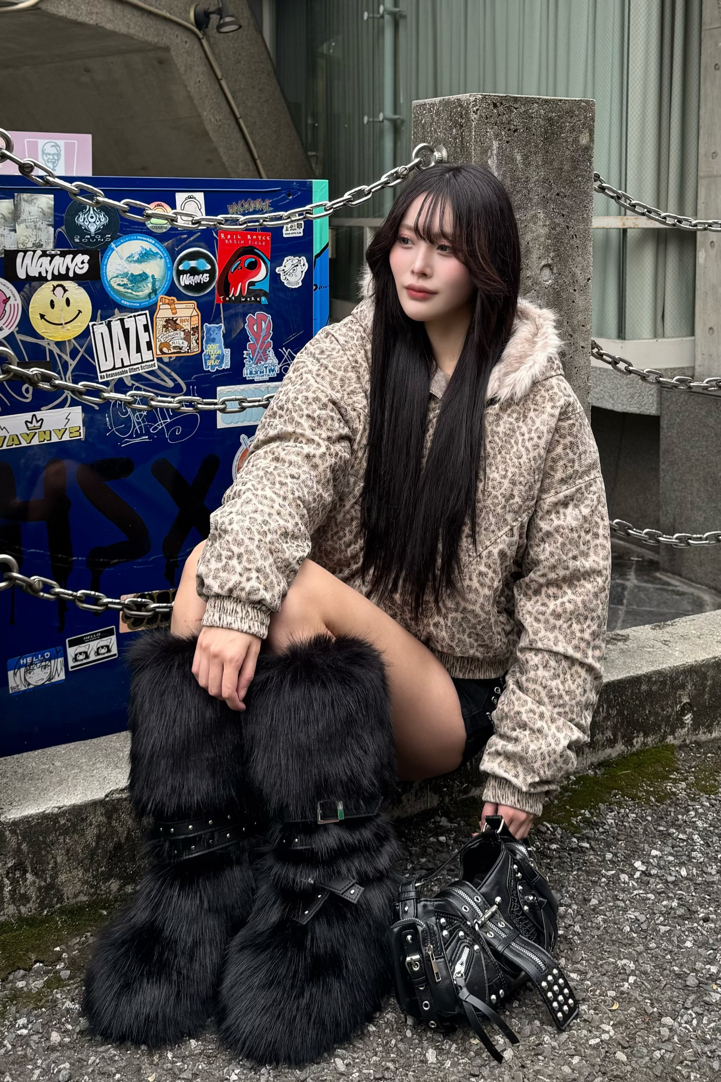 wild leopard fur jacket ZC30086