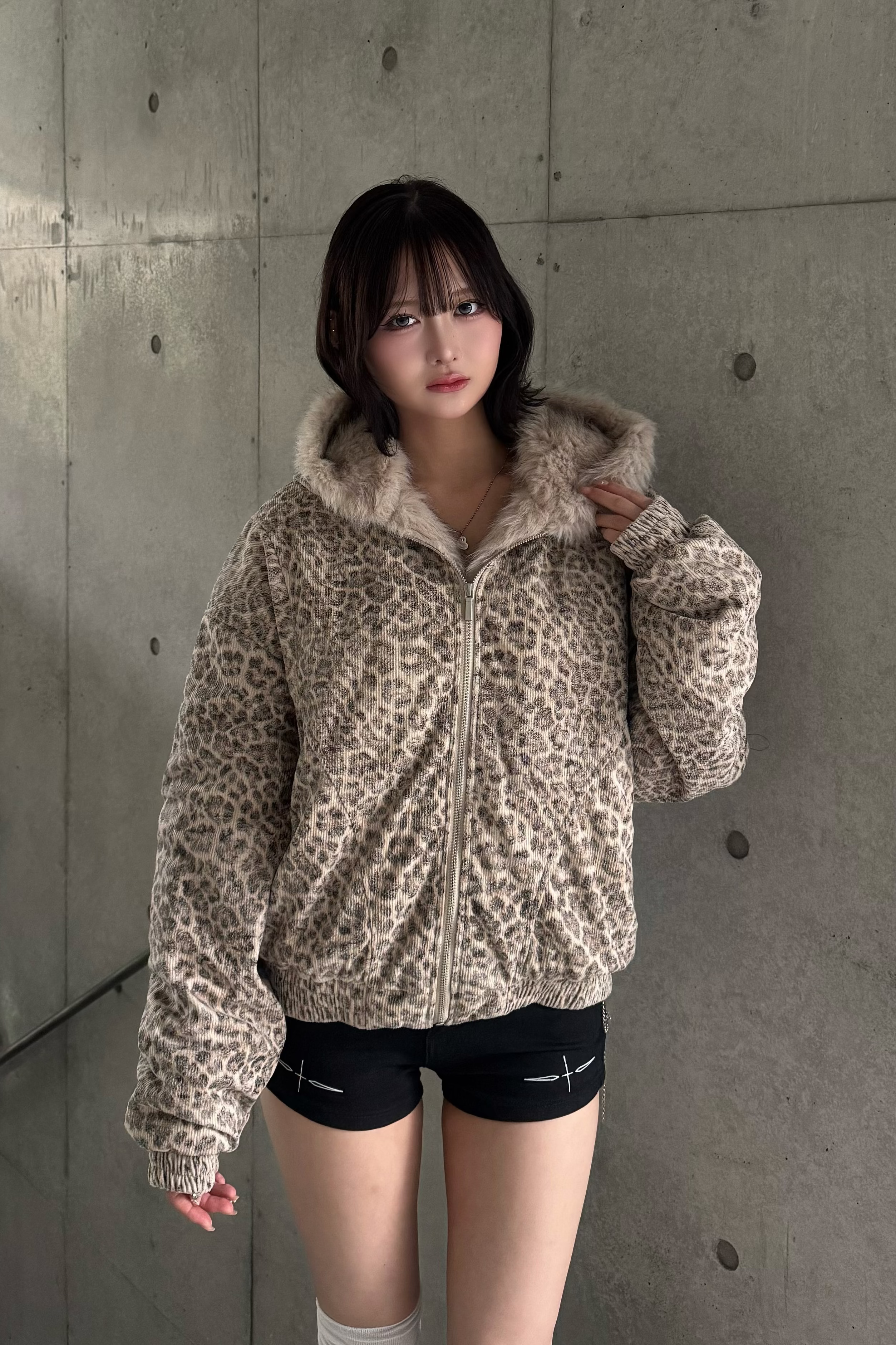 wild leopard fur jacket ZC30086