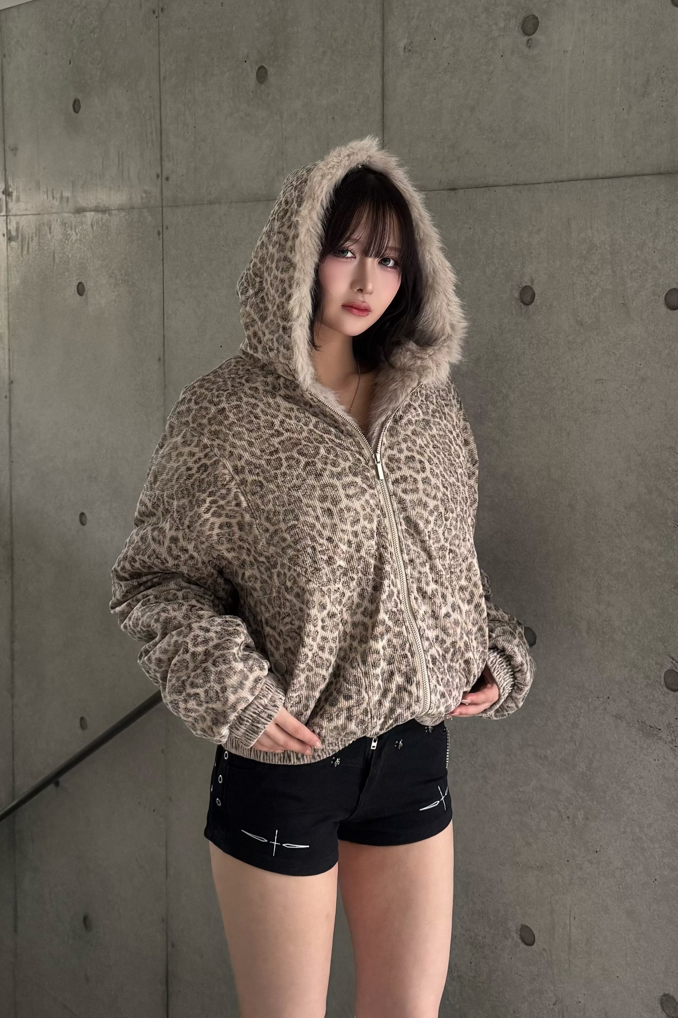 wild leopard fur jacket ZC30086