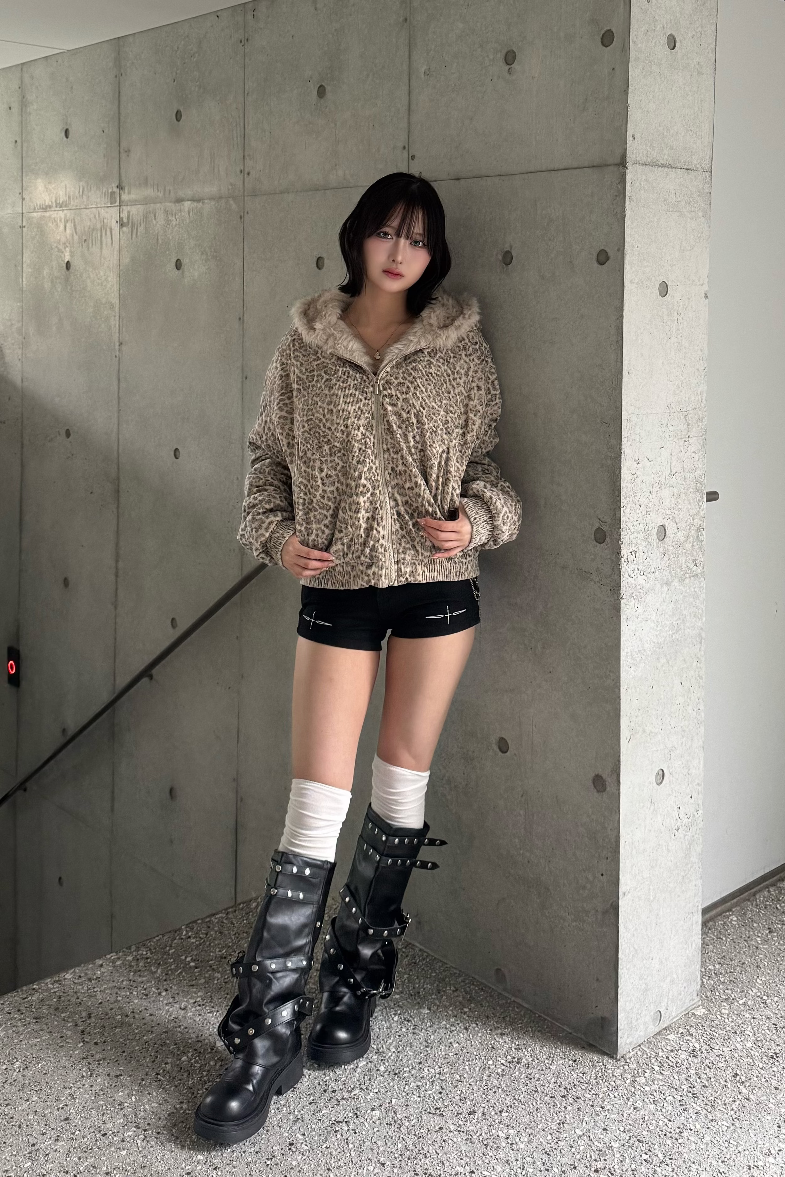 wild leopard fur jacket ZC30086