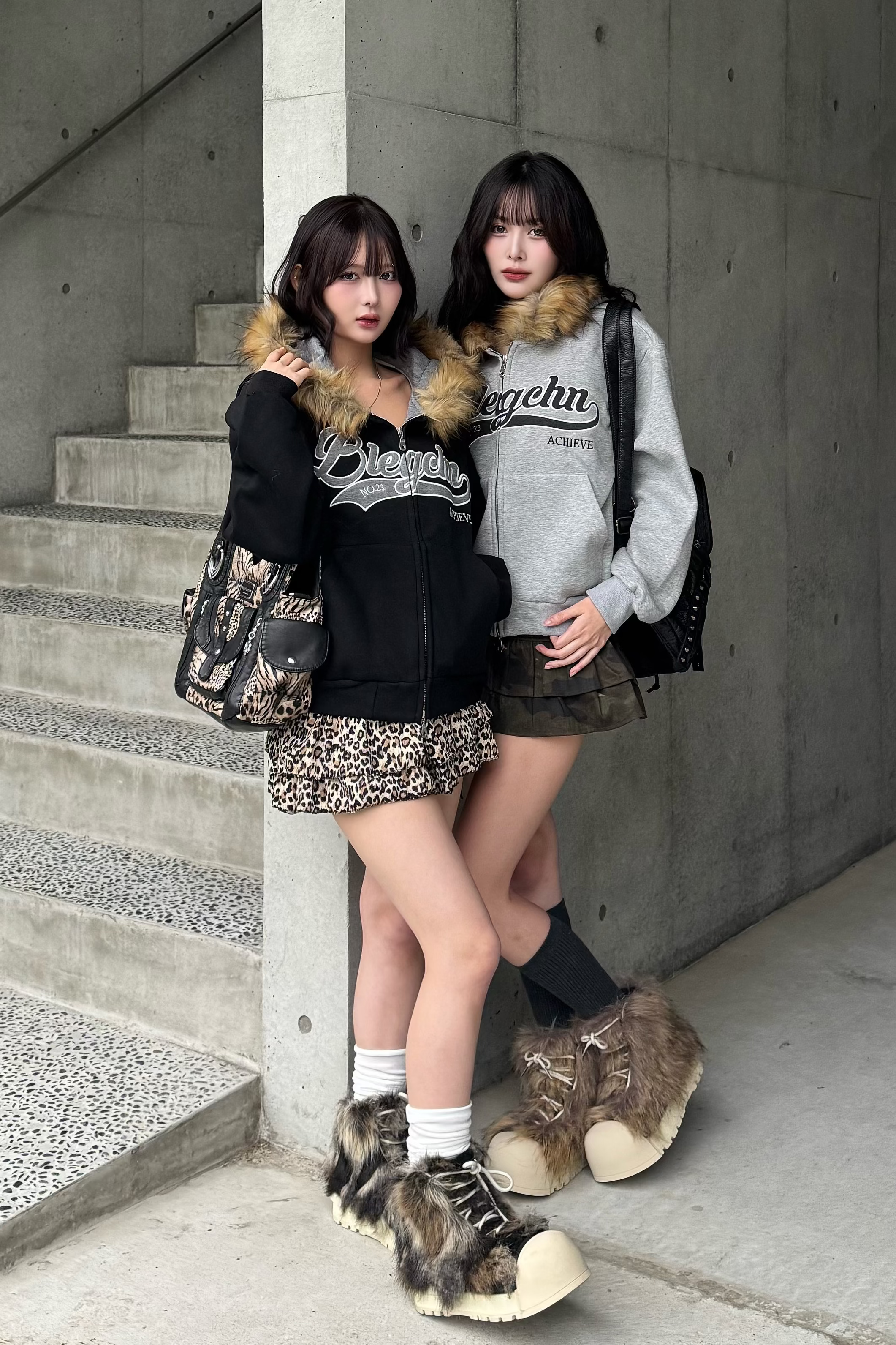 preppie fur zip hoodie ZC21142