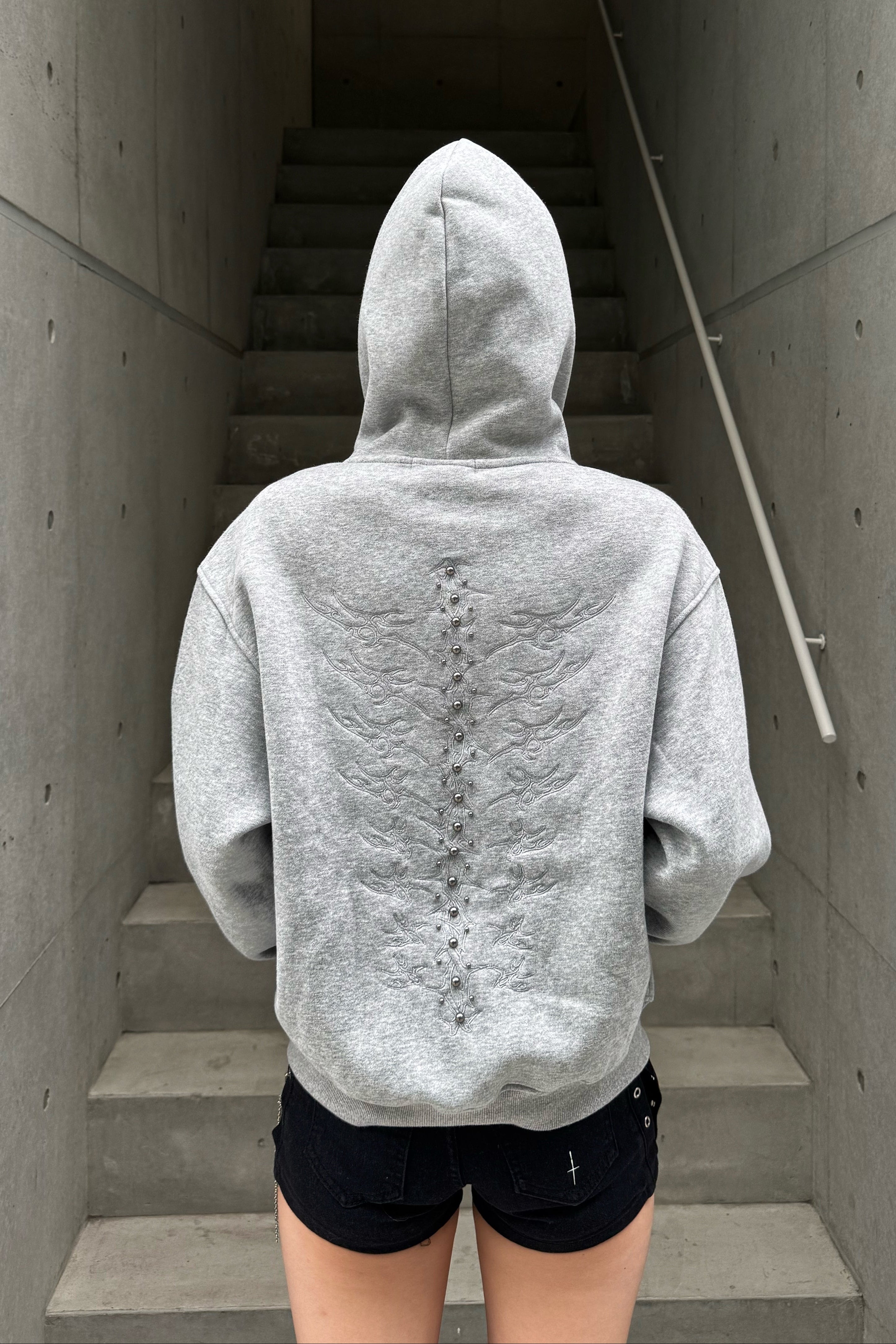 silver spine hoodie ZC21143