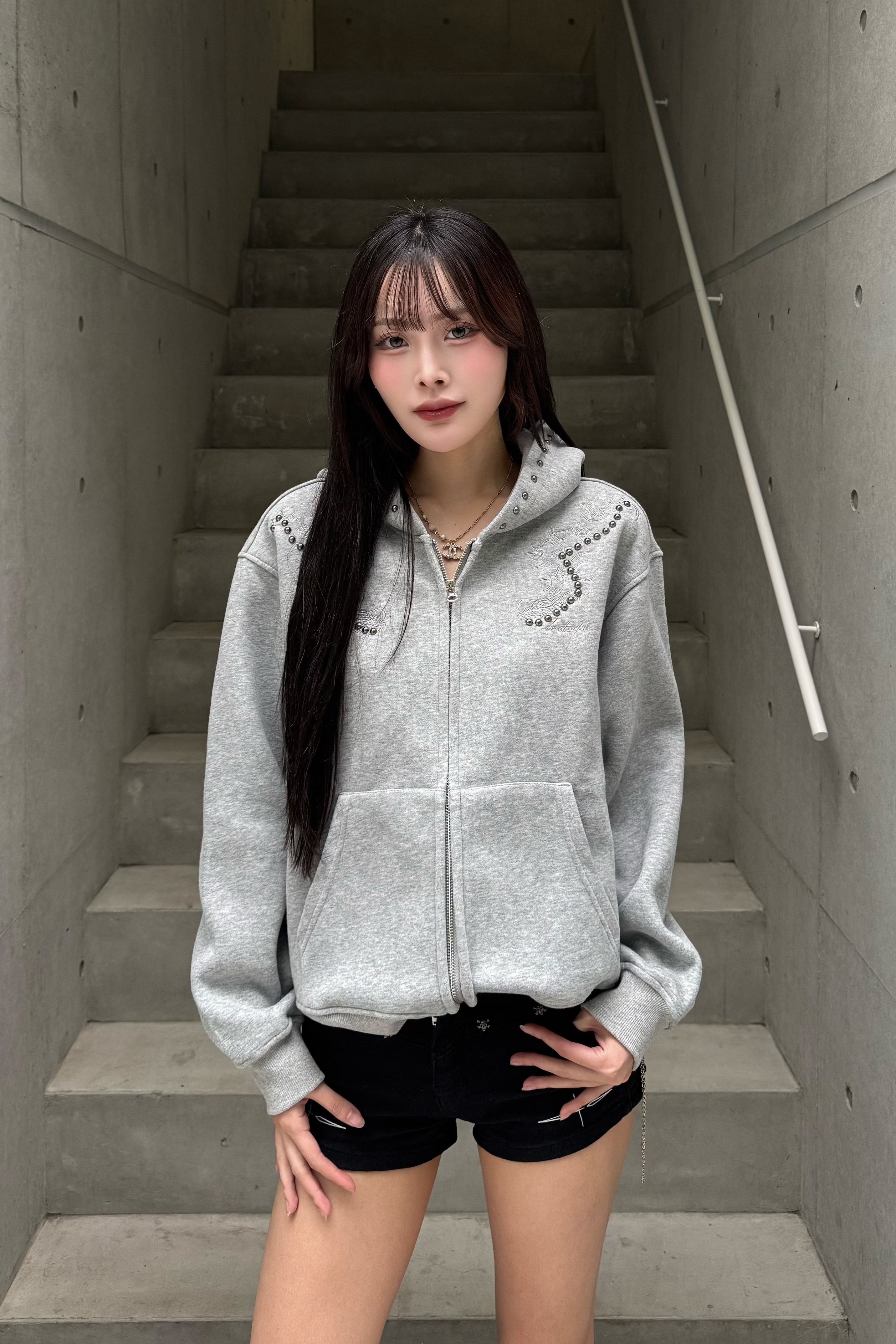 silver spine hoodie ZC21143