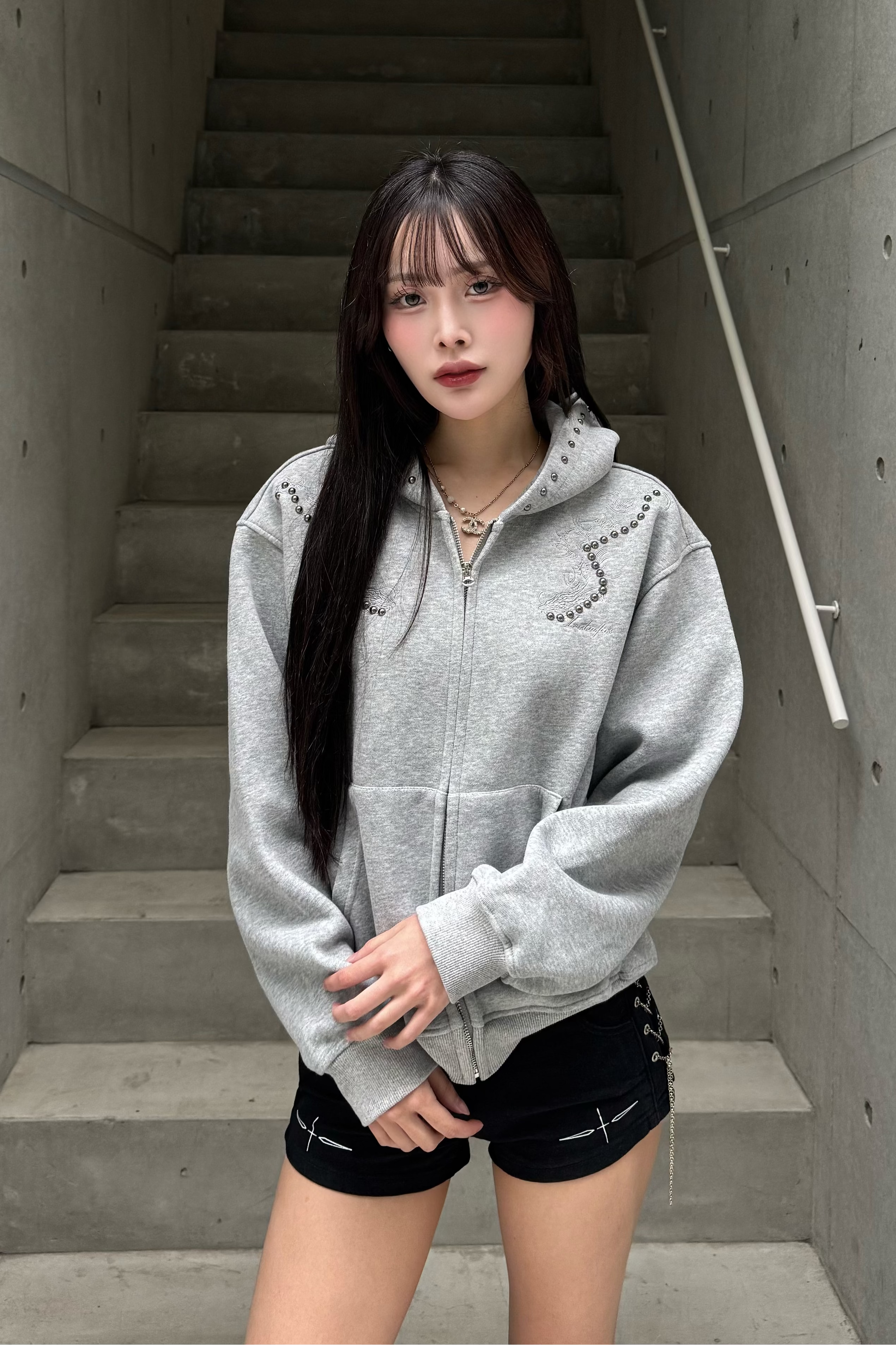 silver spine hoodie ZC21143