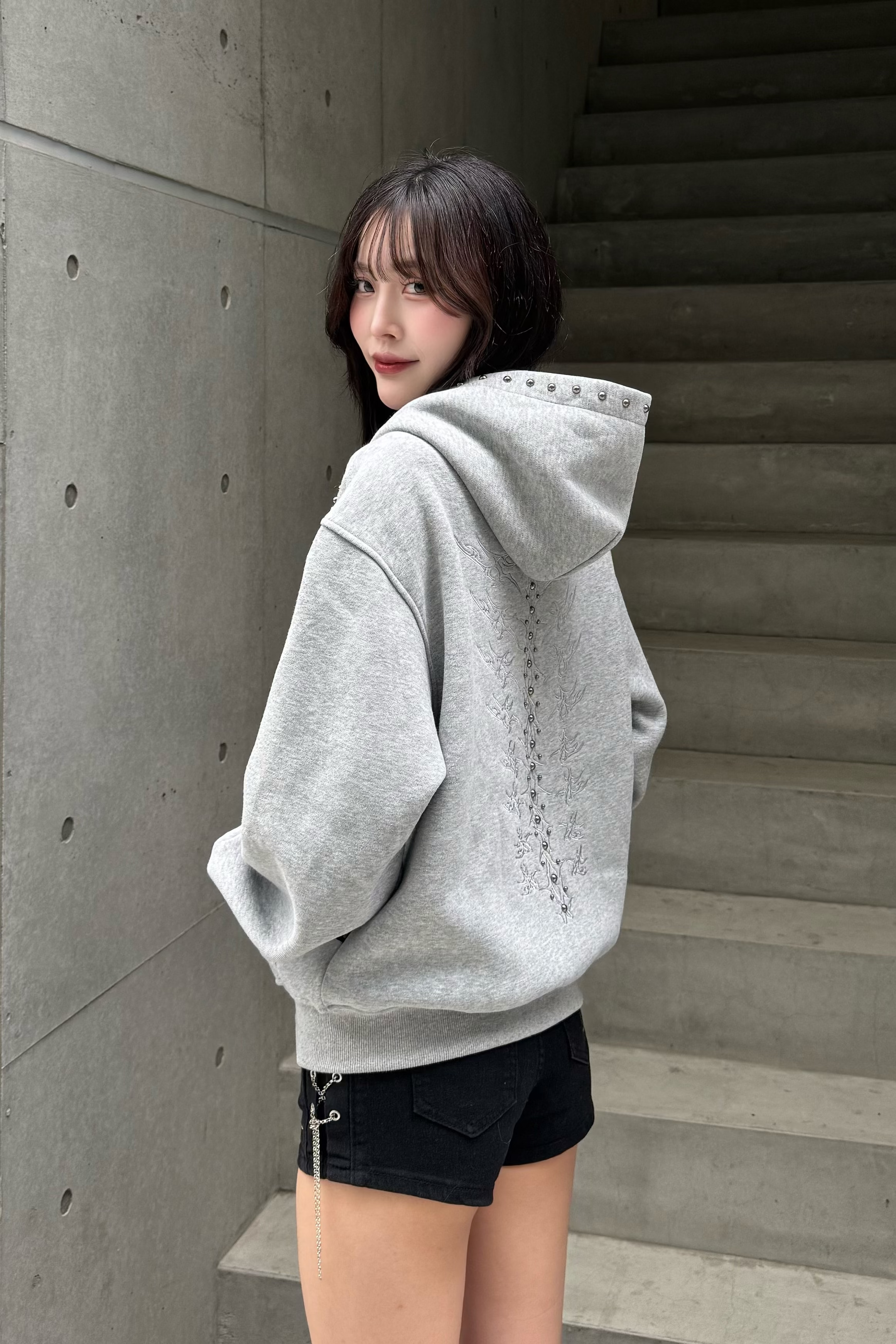 silver spine hoodie ZC21143