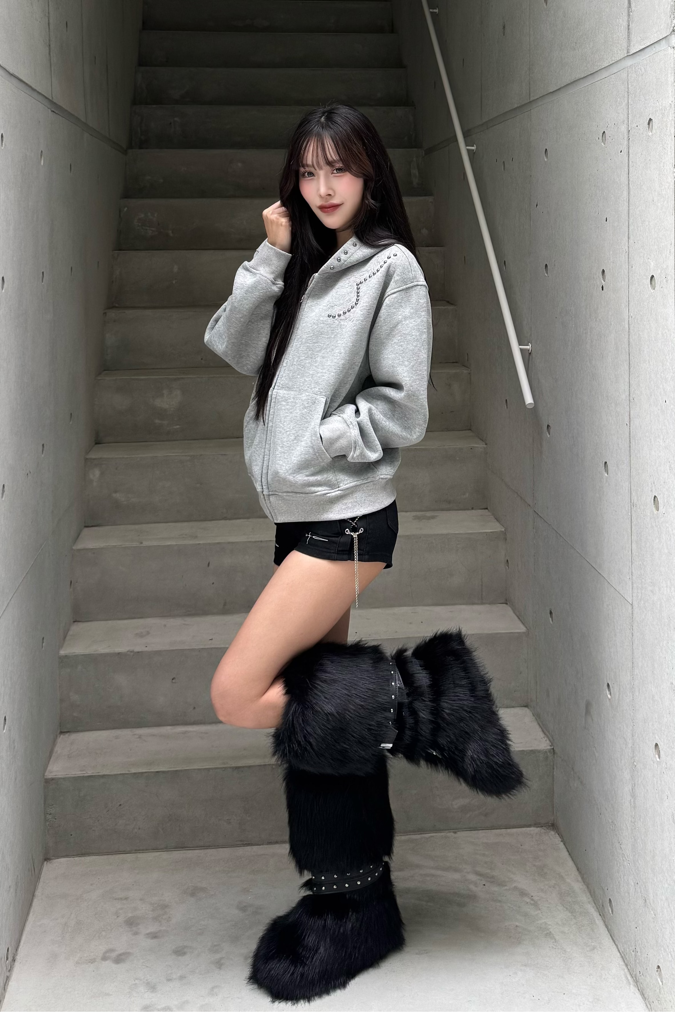 silver spine hoodie ZC21143
