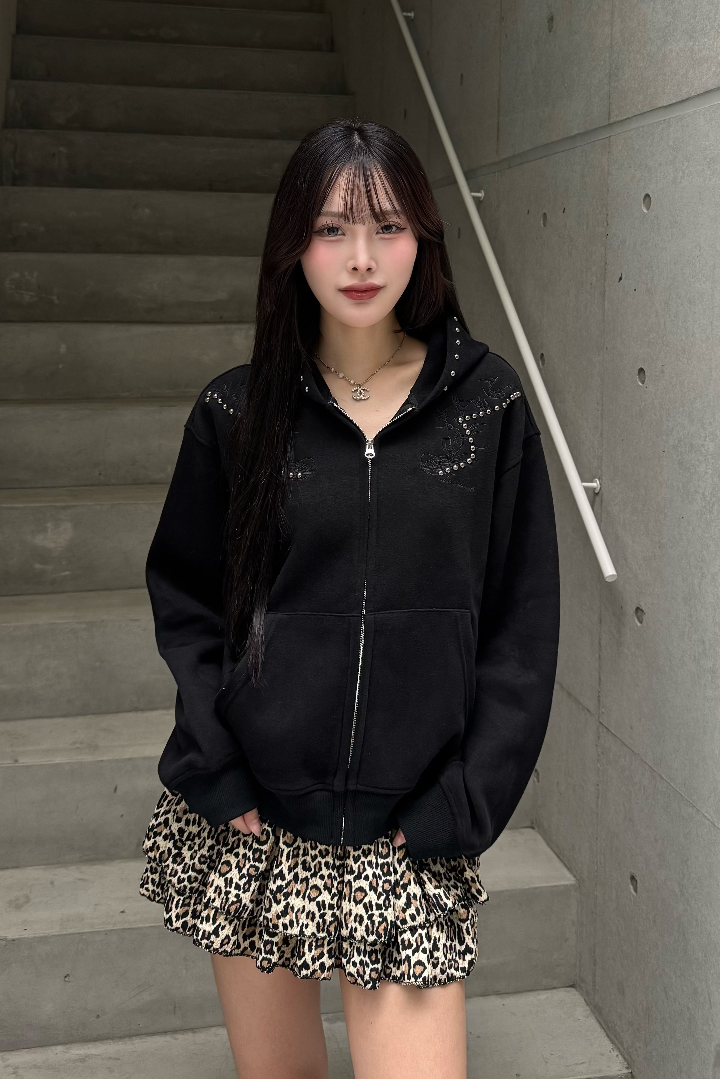 silver spine hoodie ZC21143