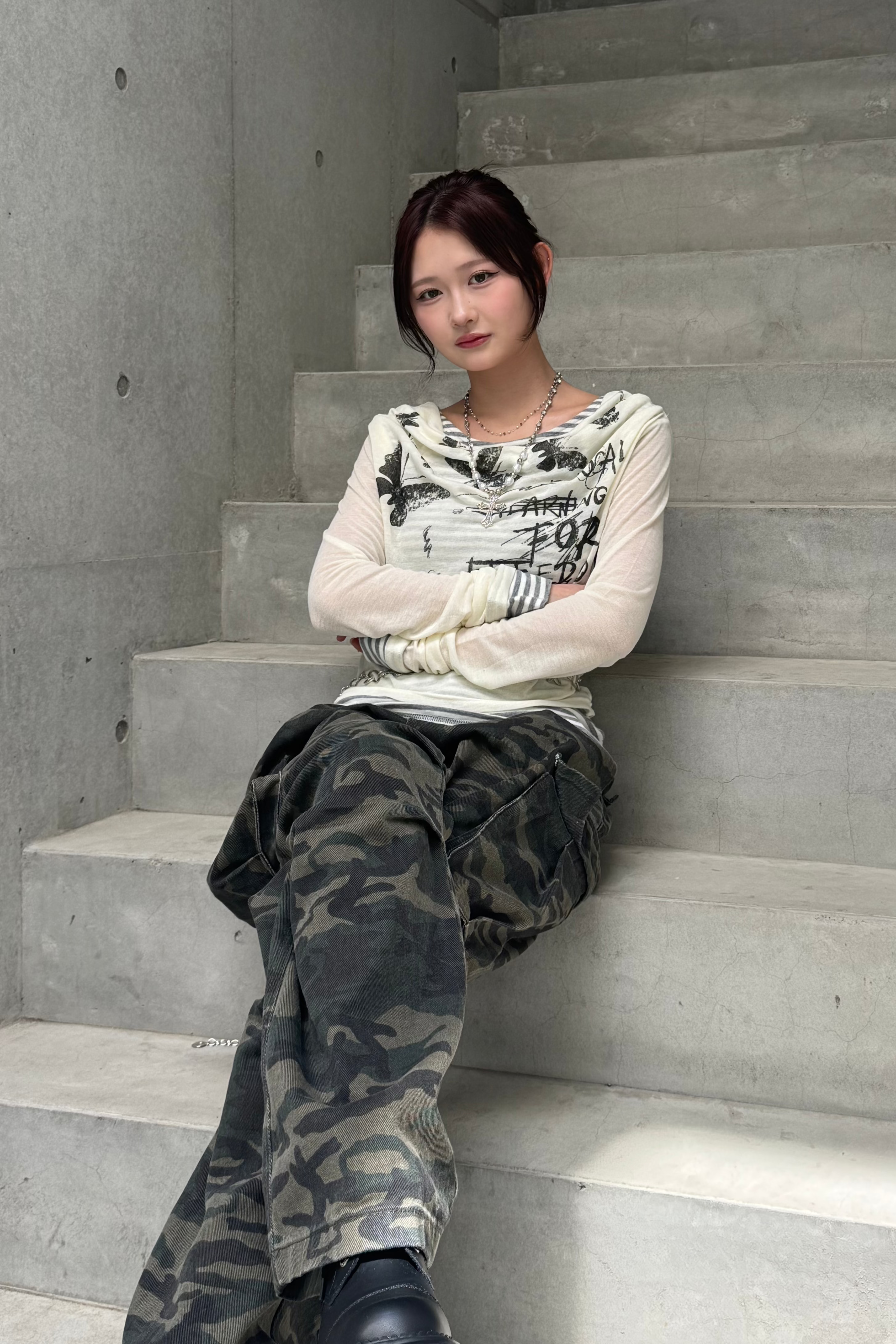 border pattern layered tops ZC20817