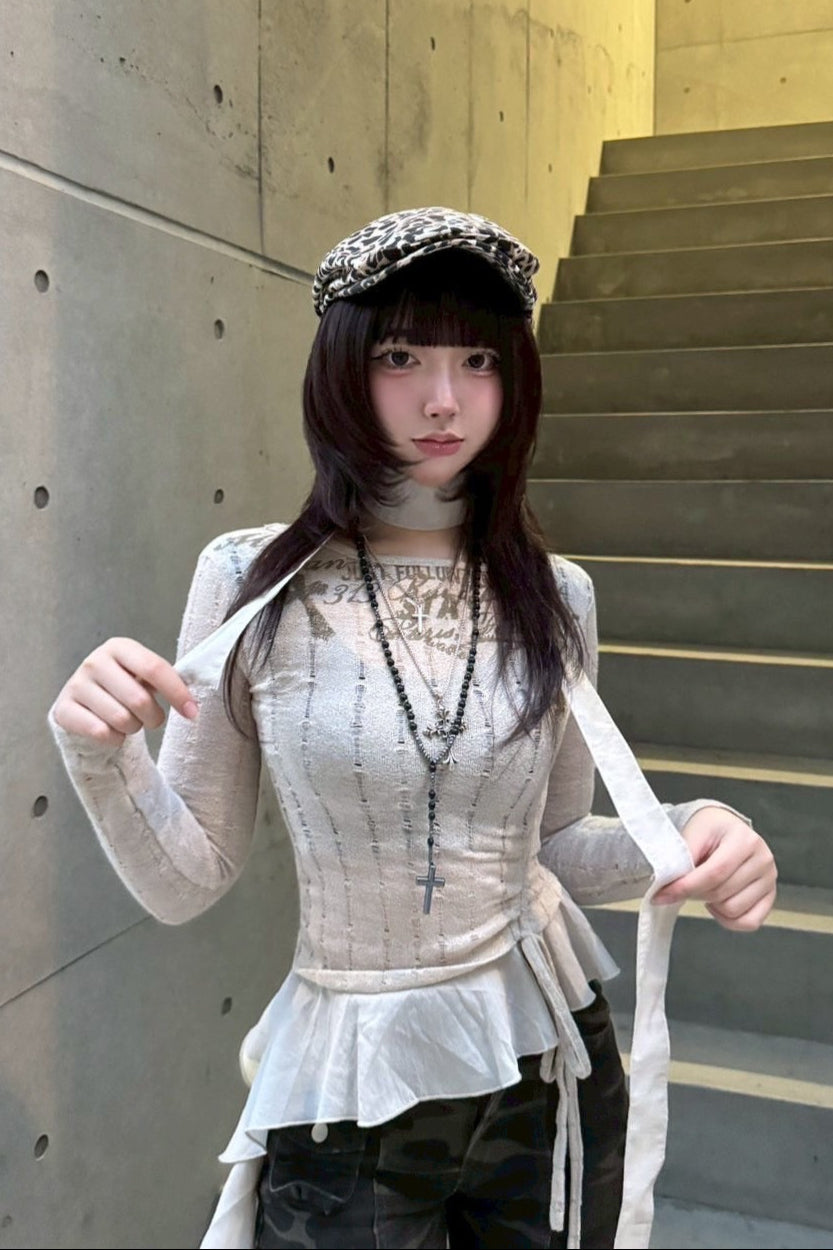 vintage design frill knit ZC20790