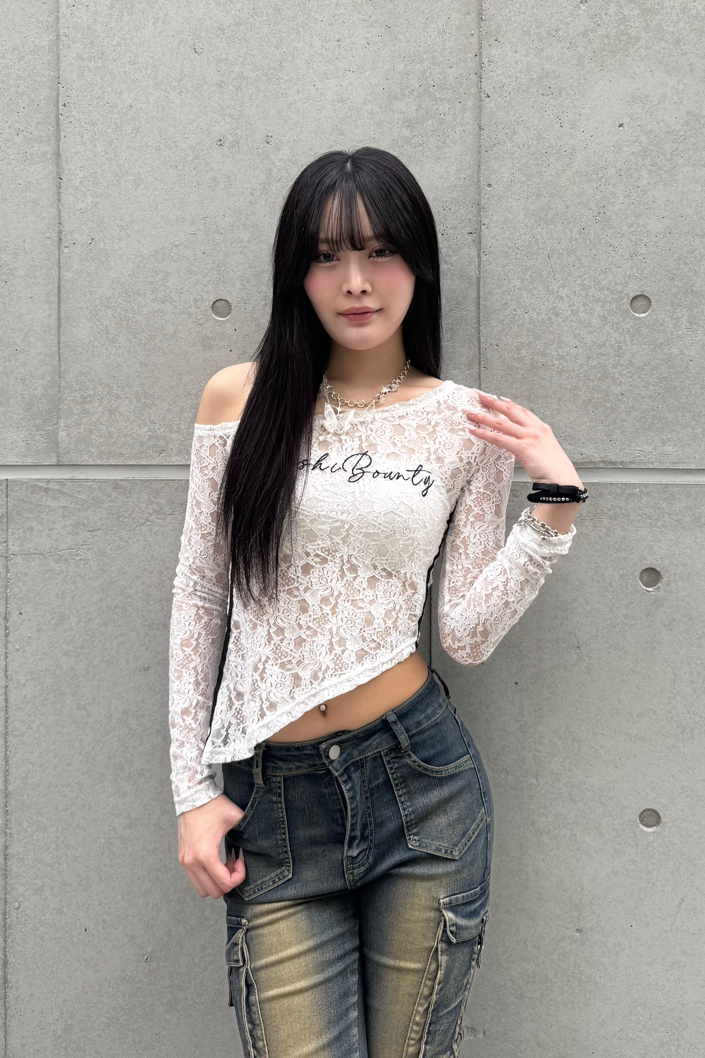 lace asymmetry tops ZC20815