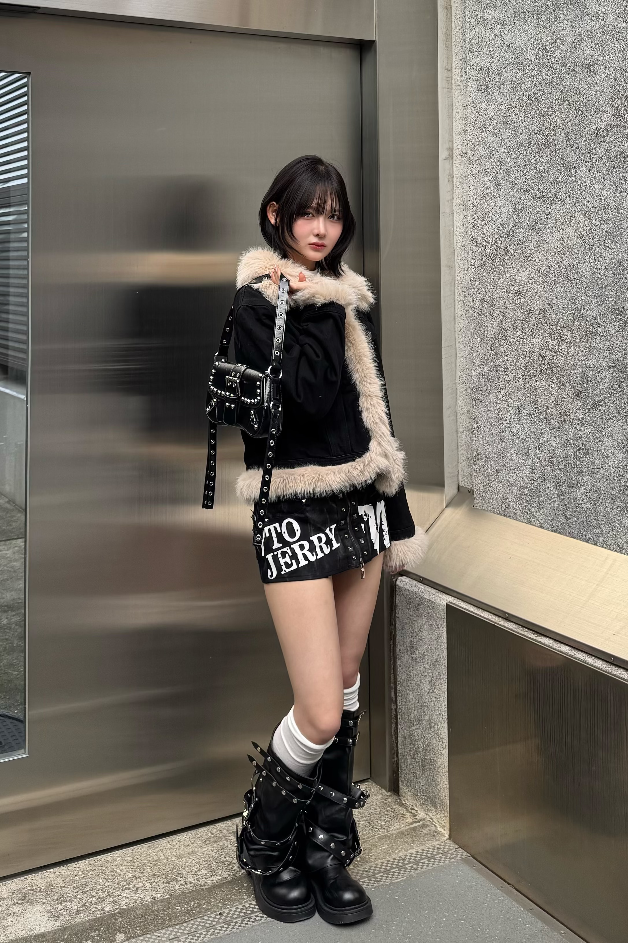 framed fur denim jacket ZC30095