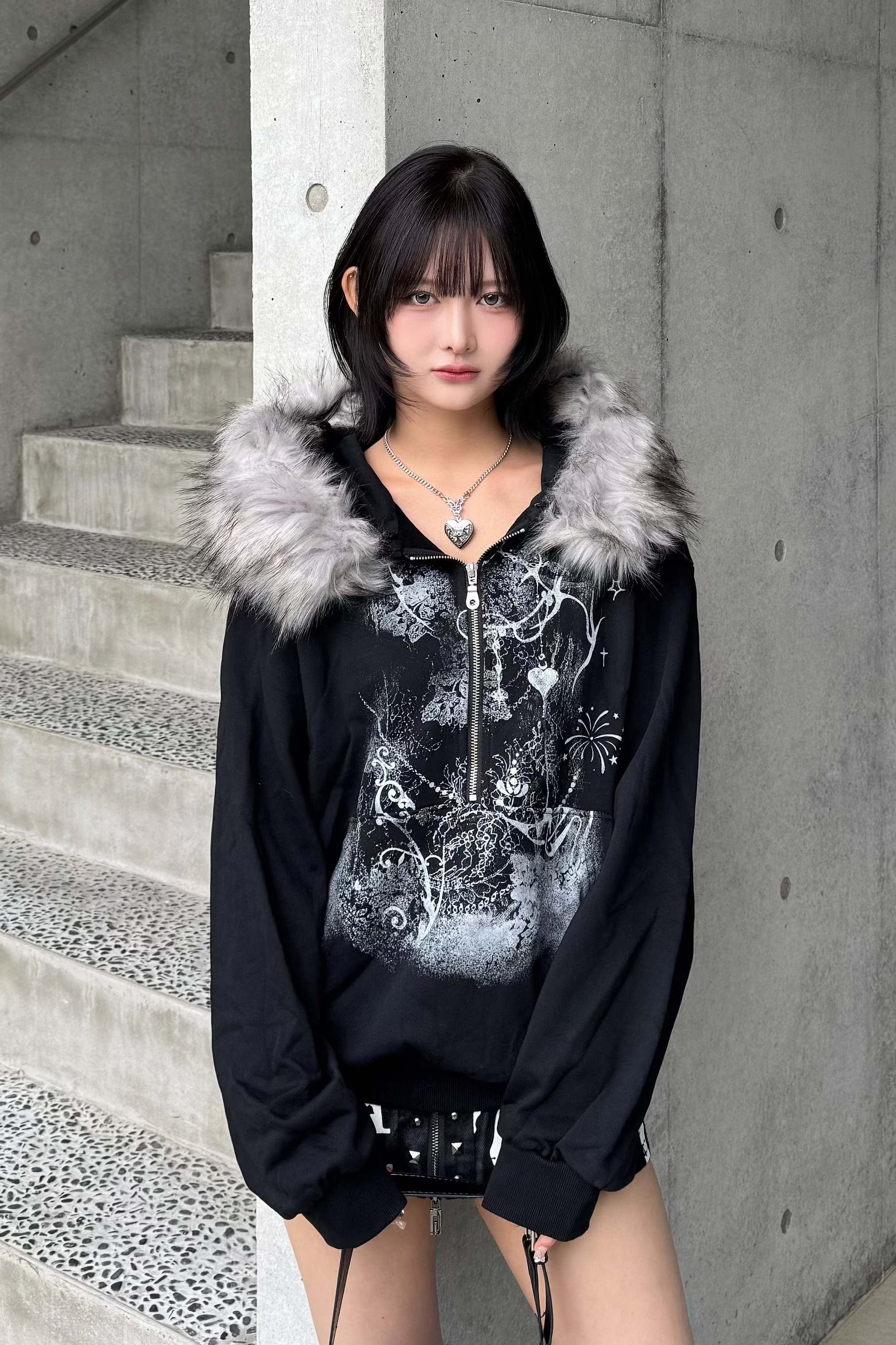 half zip design hoodie ZC21170