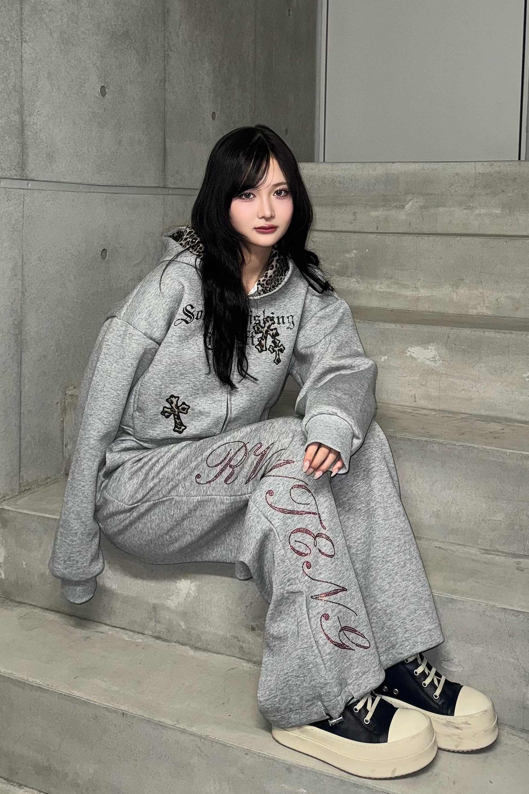 double zip leopard hoodie ZC21174