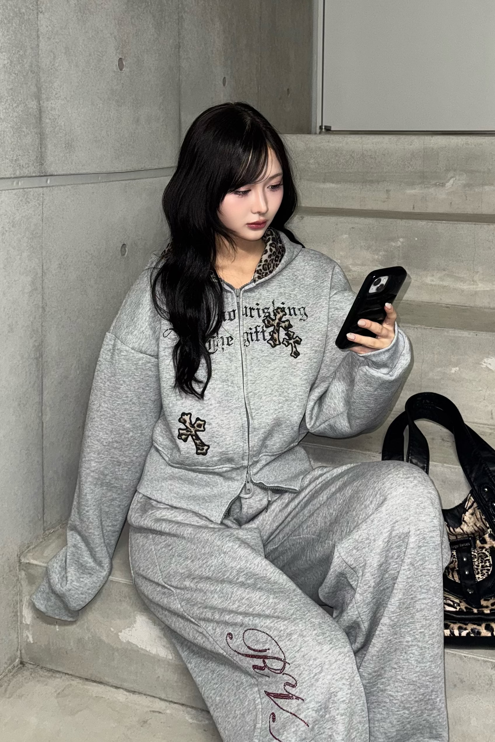 double zip leopard hoodie ZC21174