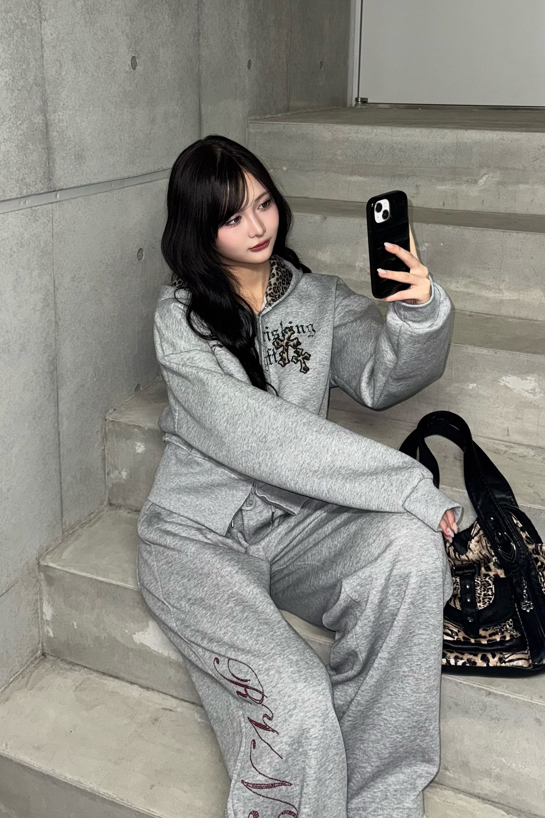 double zip leopard hoodie ZC21174