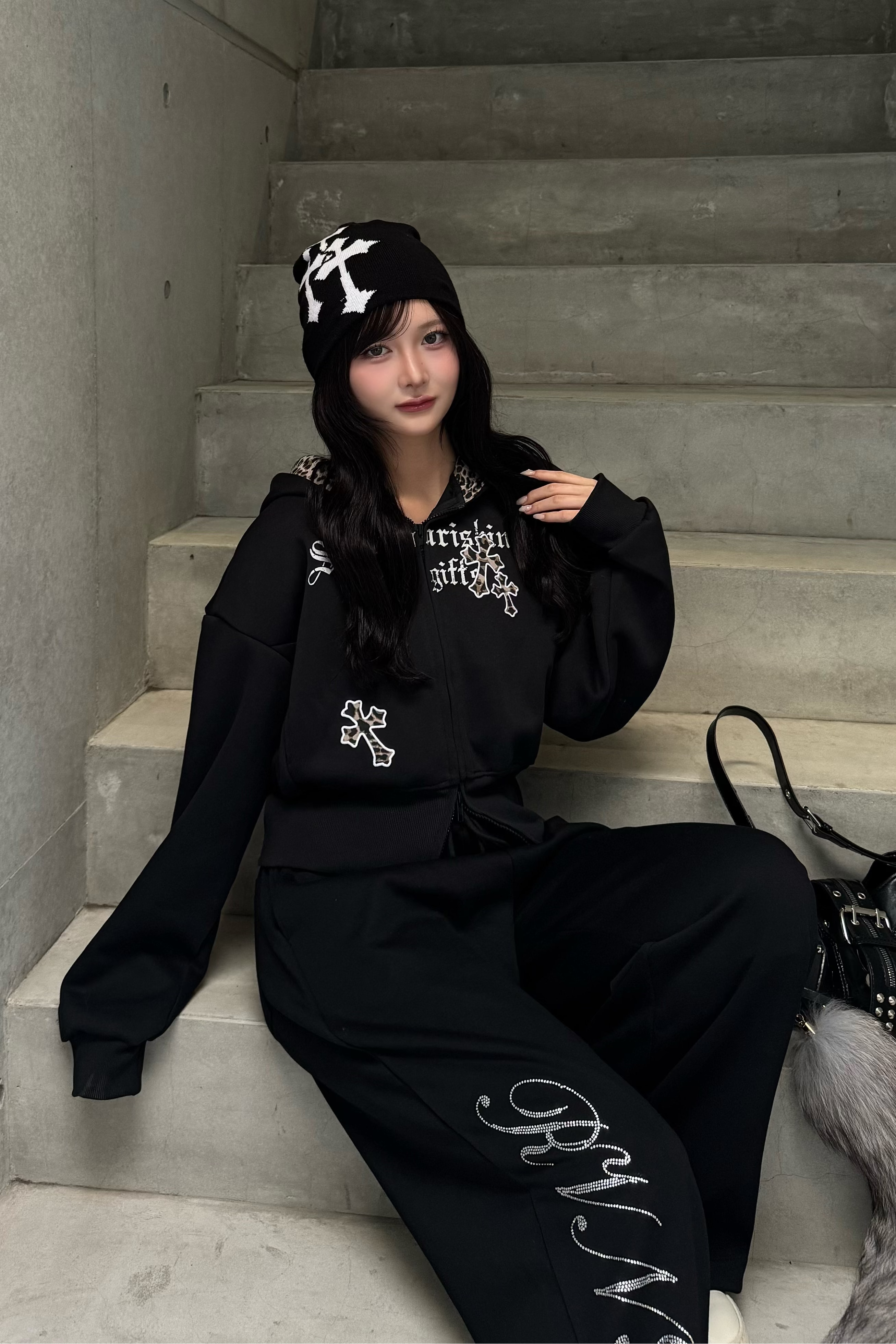 double zip leopard hoodie ZC21174