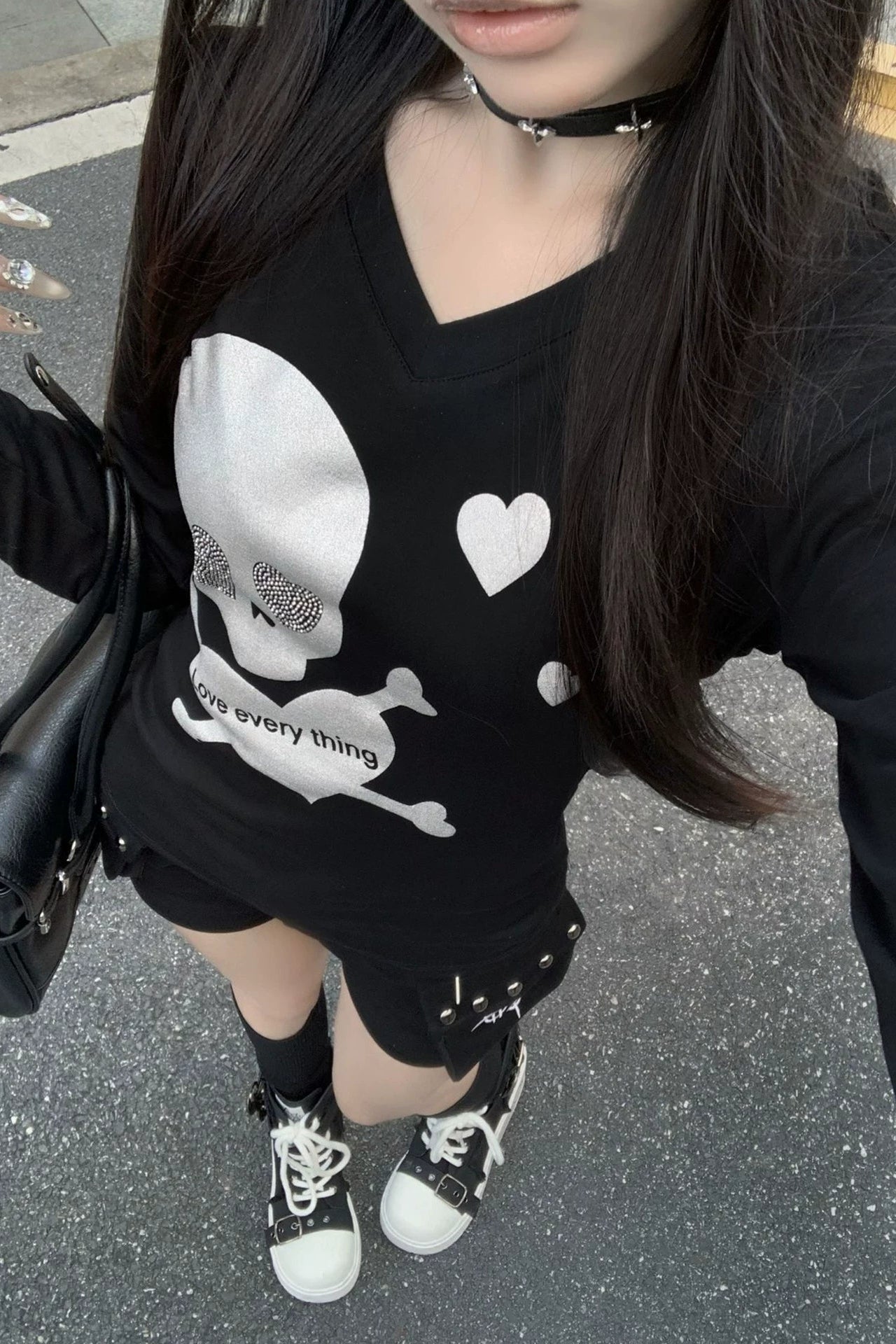 スカルハートロングTシャツ ZC20001