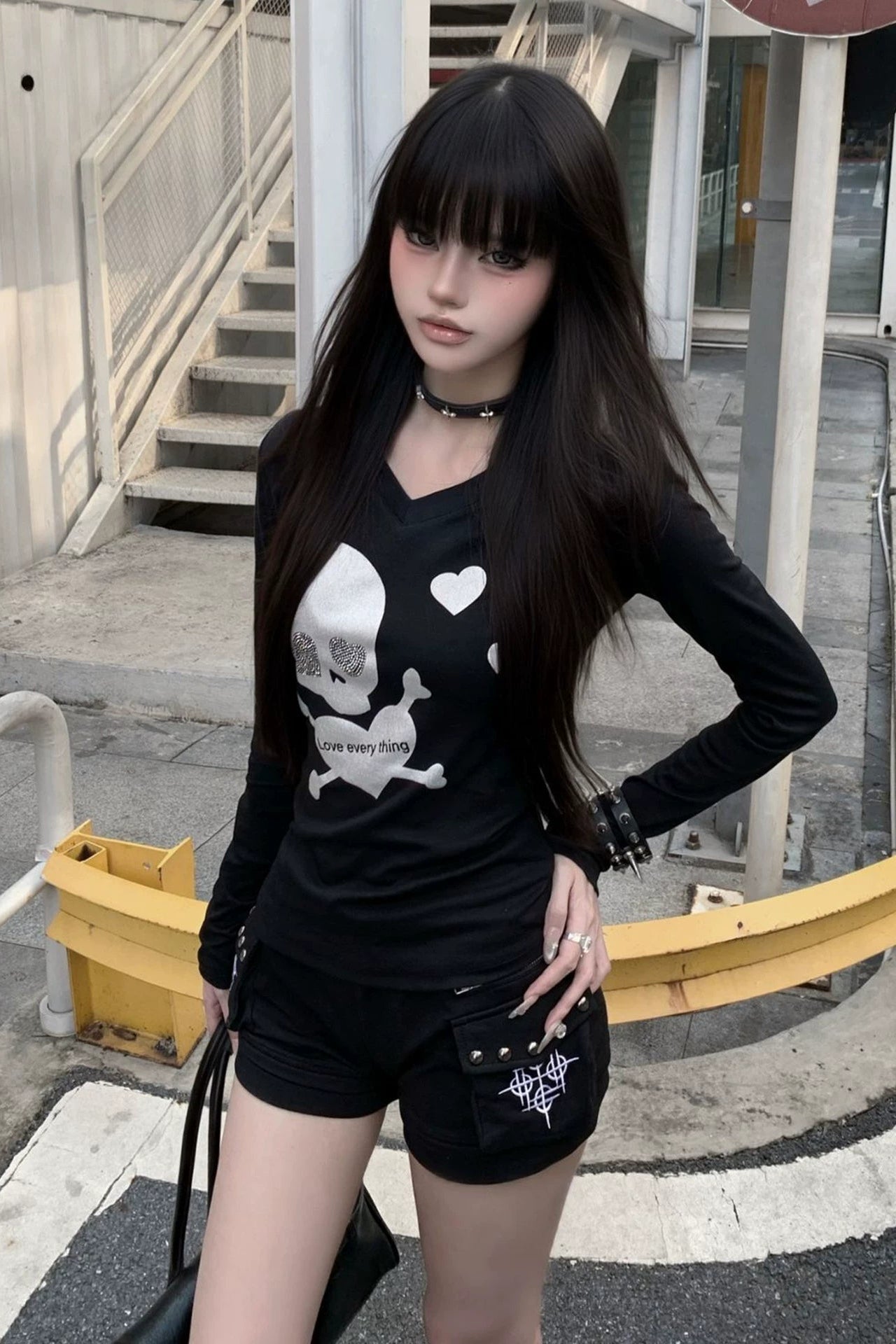 スカルハートロングTシャツ ZC20001