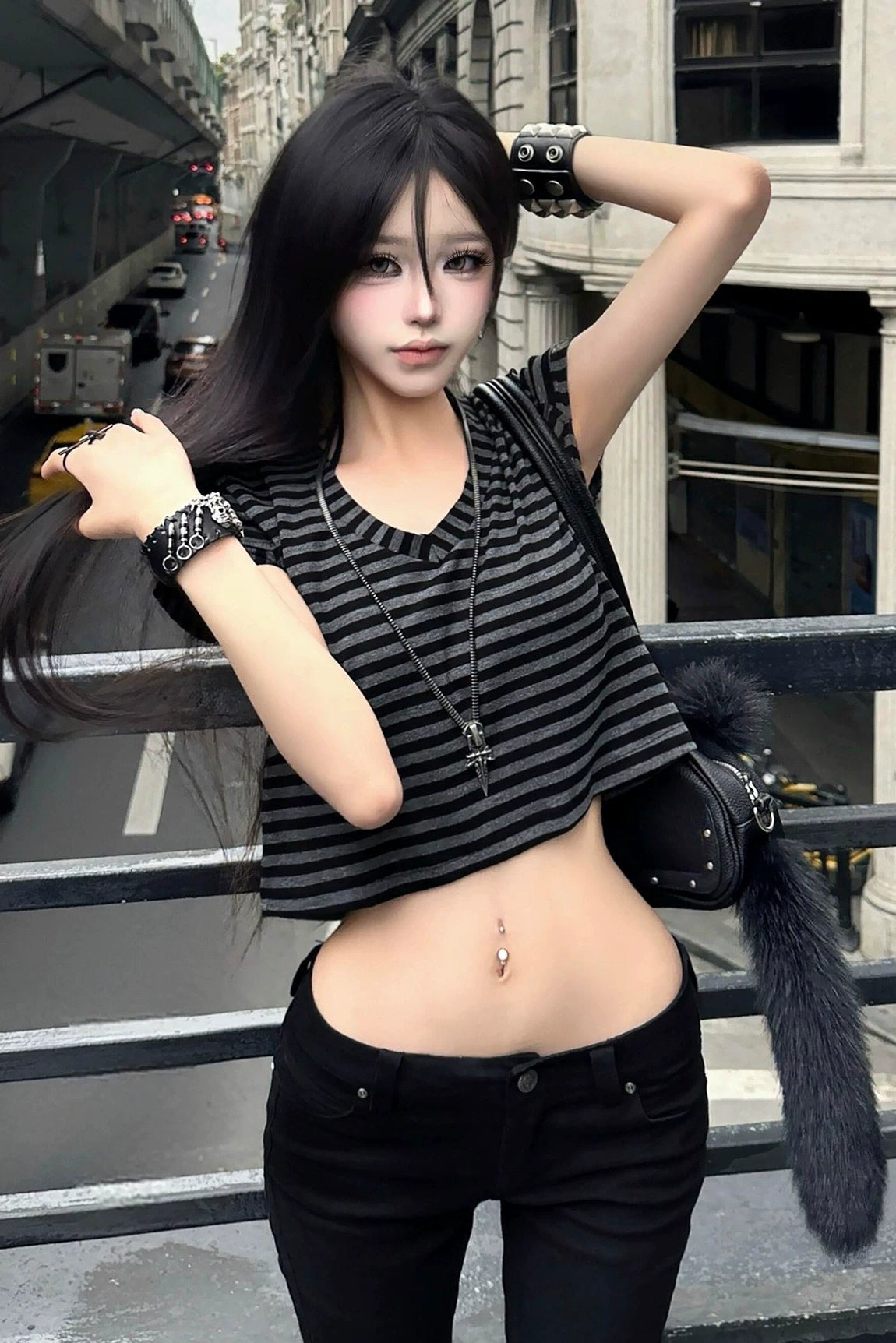 クロップドボーダーTシャツ ZC21390