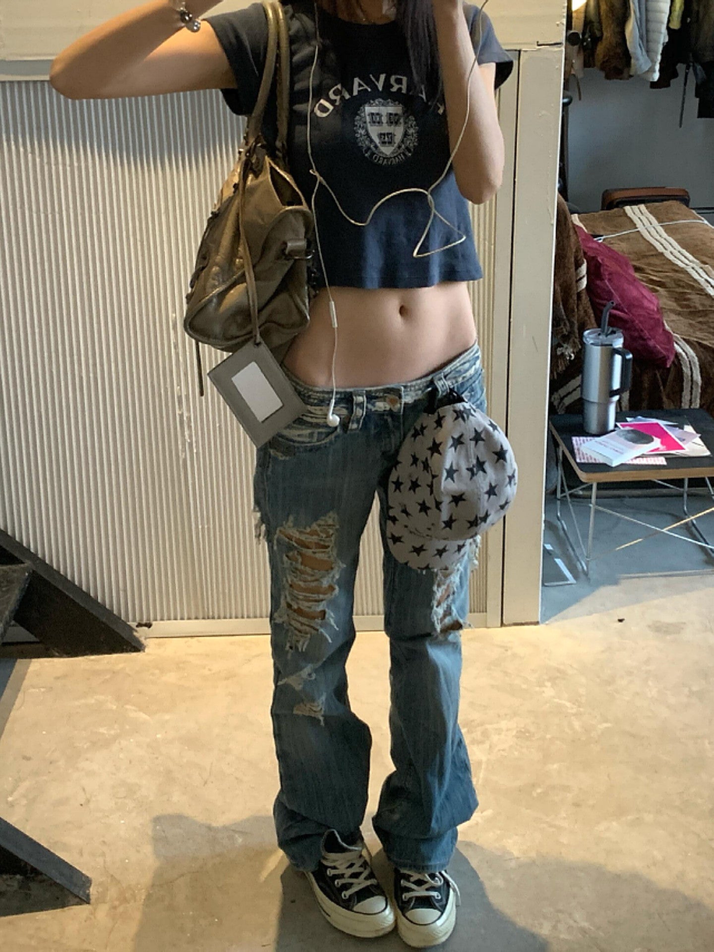 damage low rise denim ZC19444
