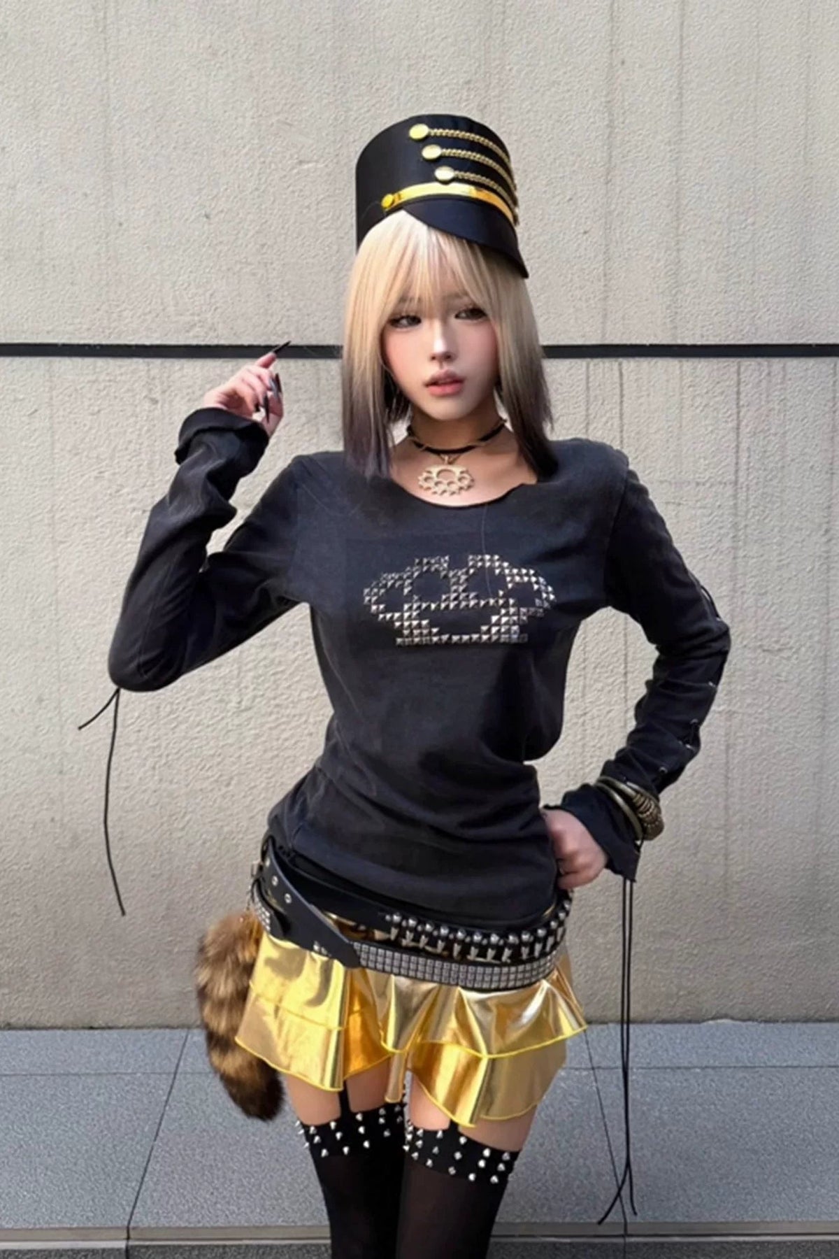 ラインストーンドロストTシャツ ZC20012