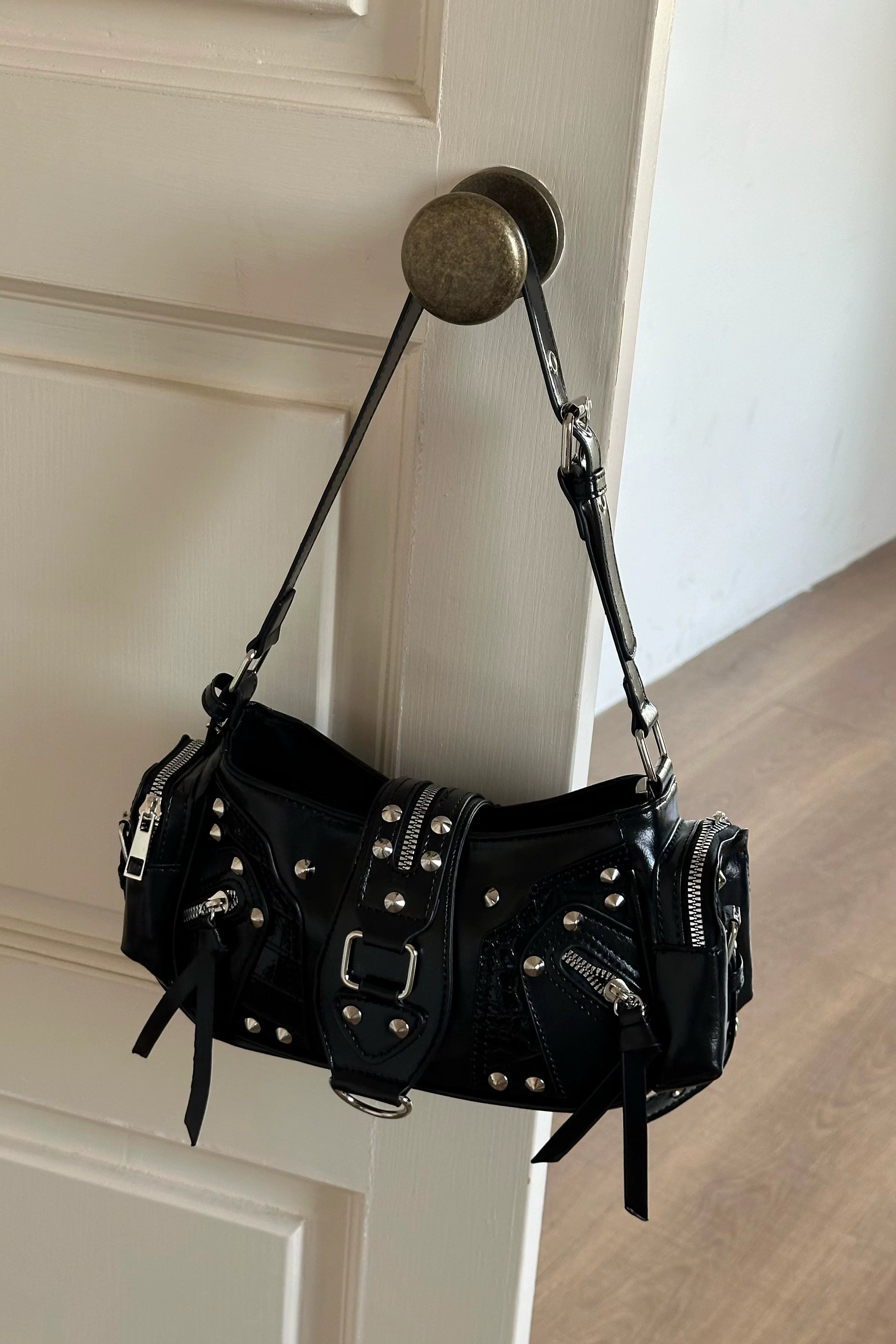 leather studded shoulder bag ZC40144