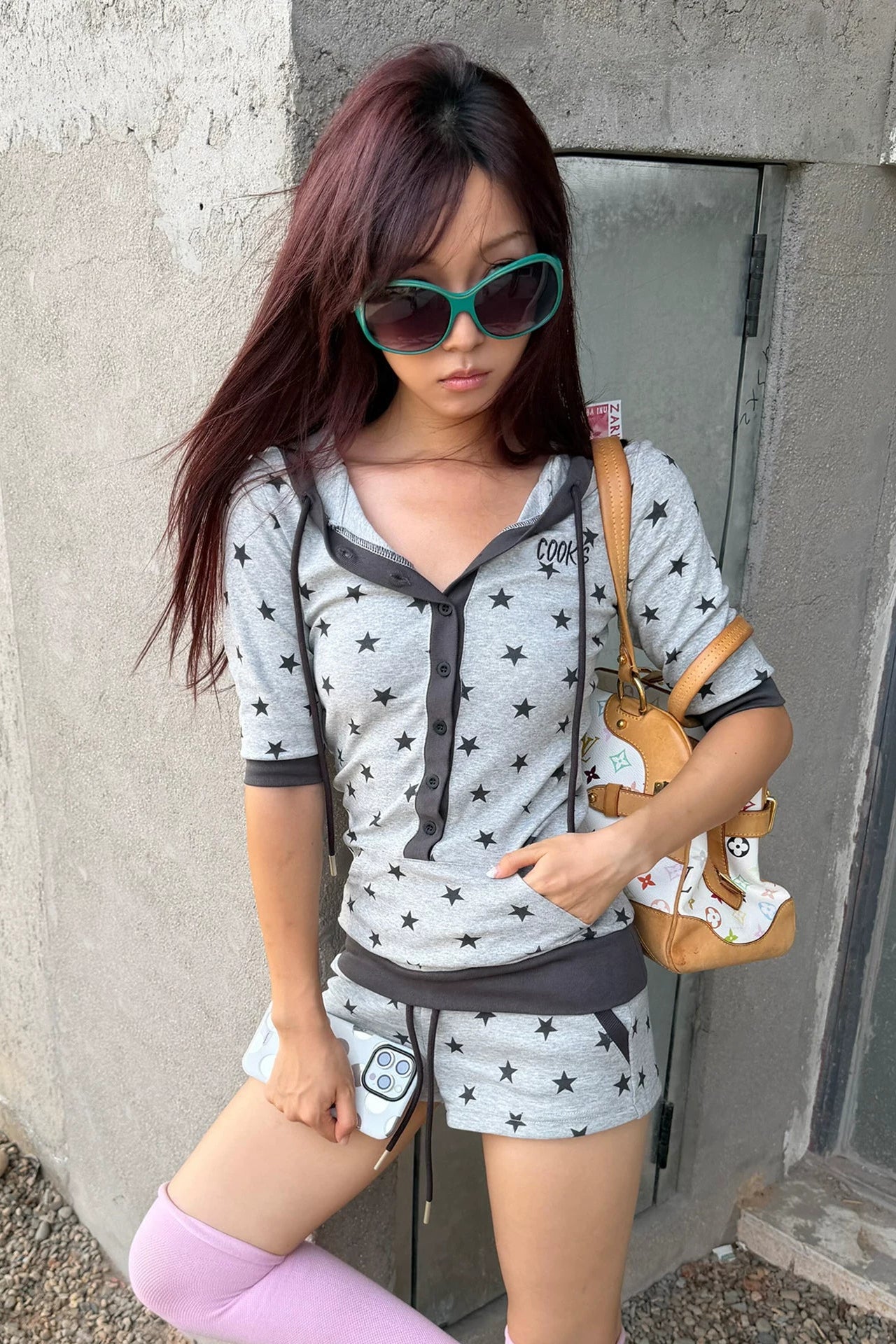 star design tight hoodie ZC21372
