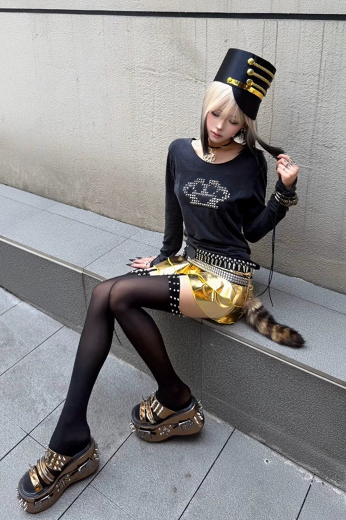ラインストーンドロストTシャツ ZC20012