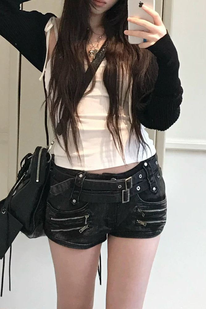 waist mark zip shorts ZC19451
