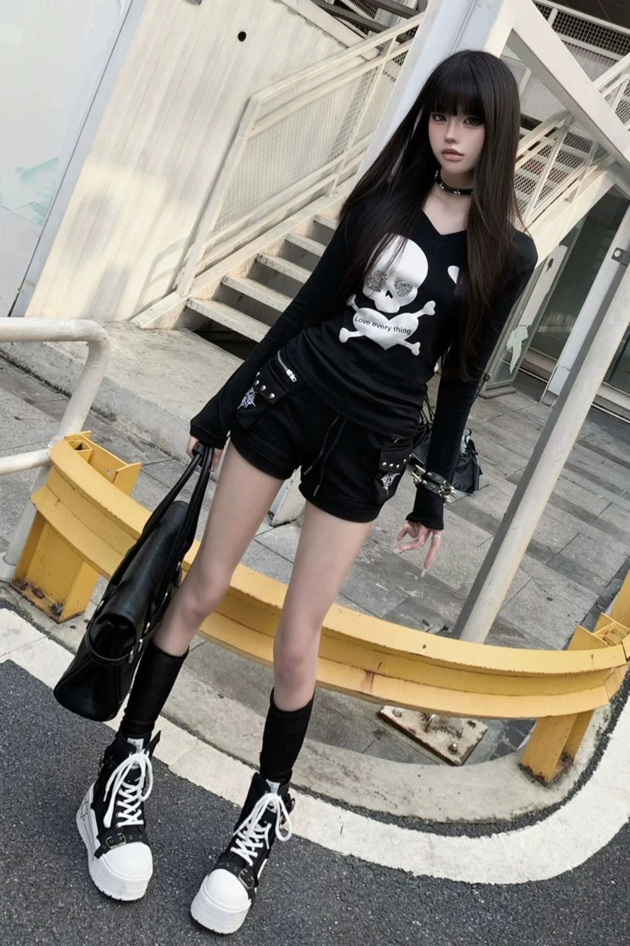 スカルハートロングTシャツ ZC20001
