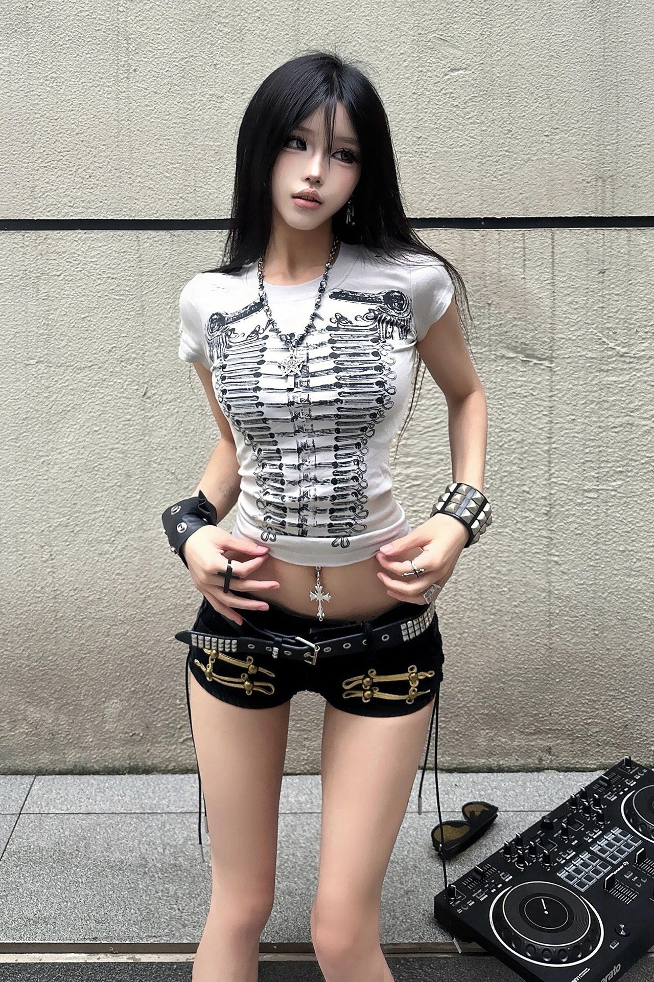 bone print cropped tee ZC21336