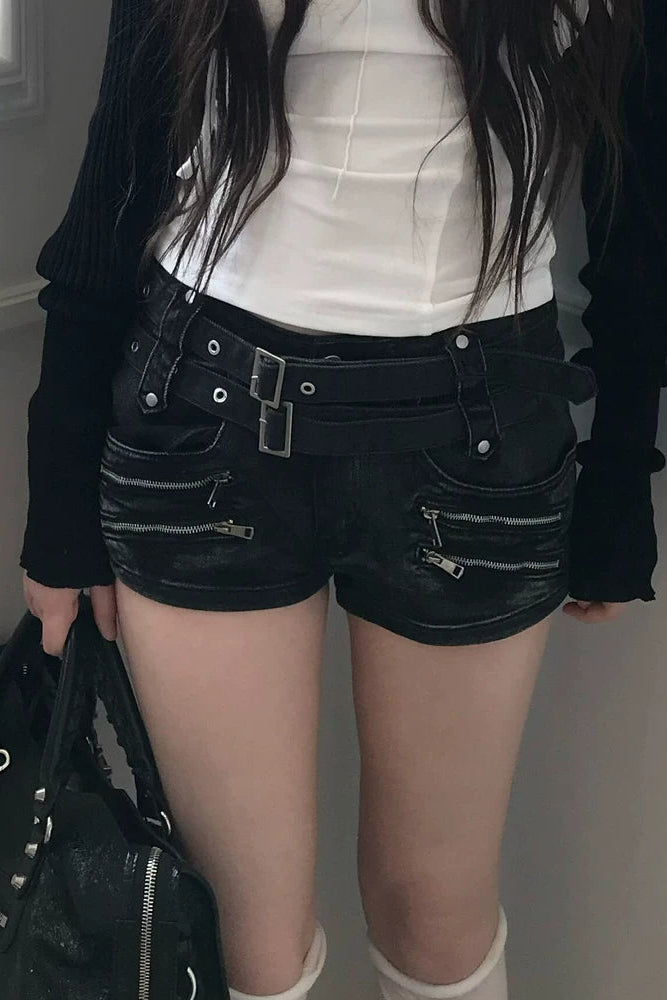 waist mark zip shorts ZC19451