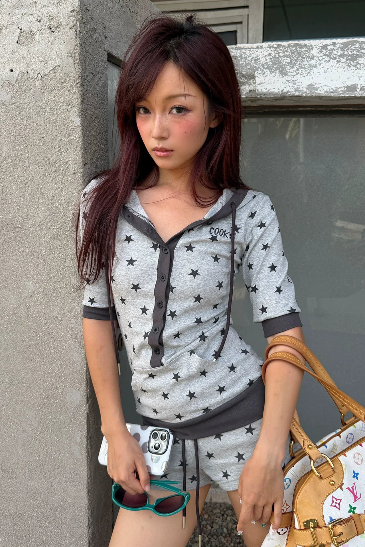 star design tight hoodie ZC21372